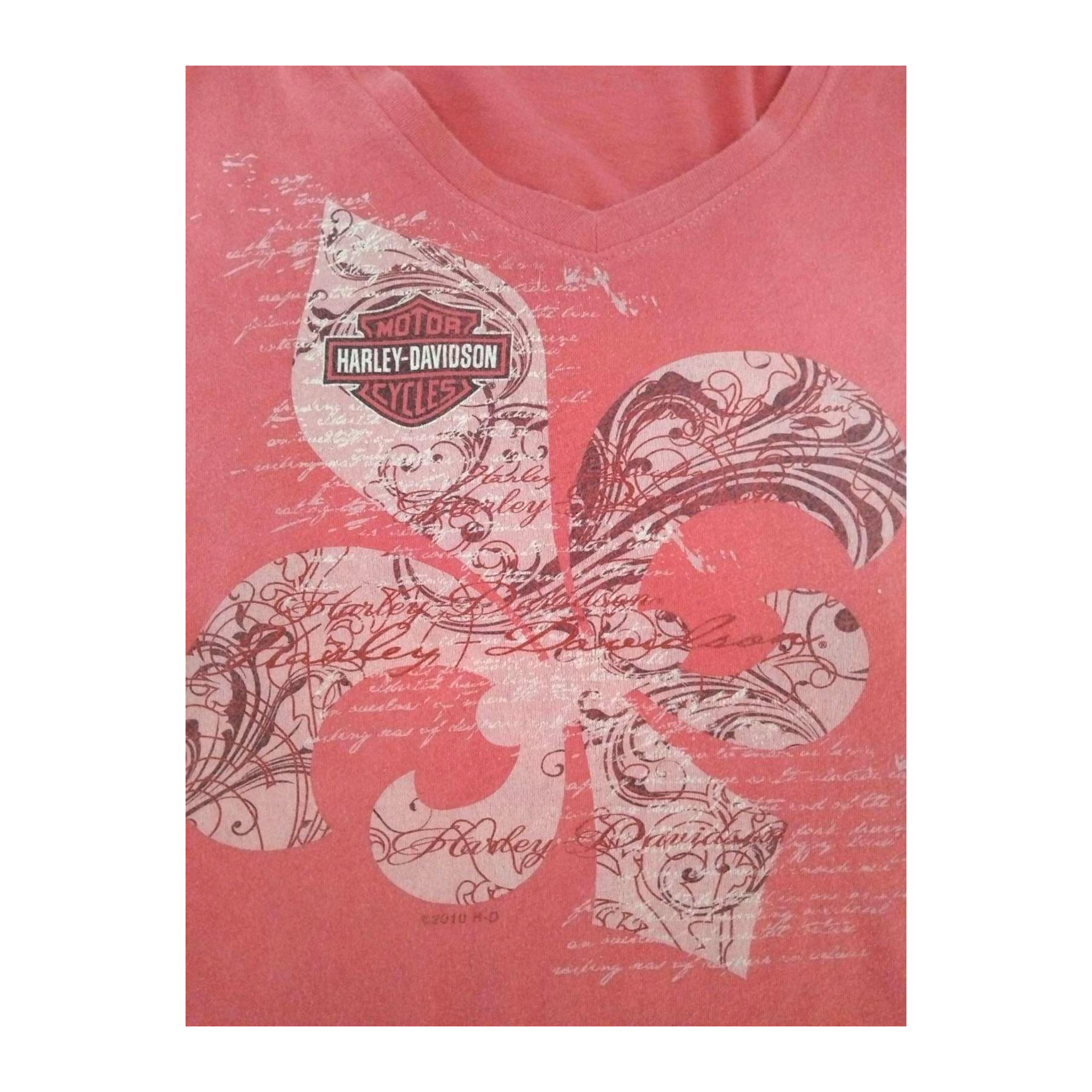 1679 Harley Davidson Women's Fleur de Lis Graphic Short Sleeve T Shirt Pink XL