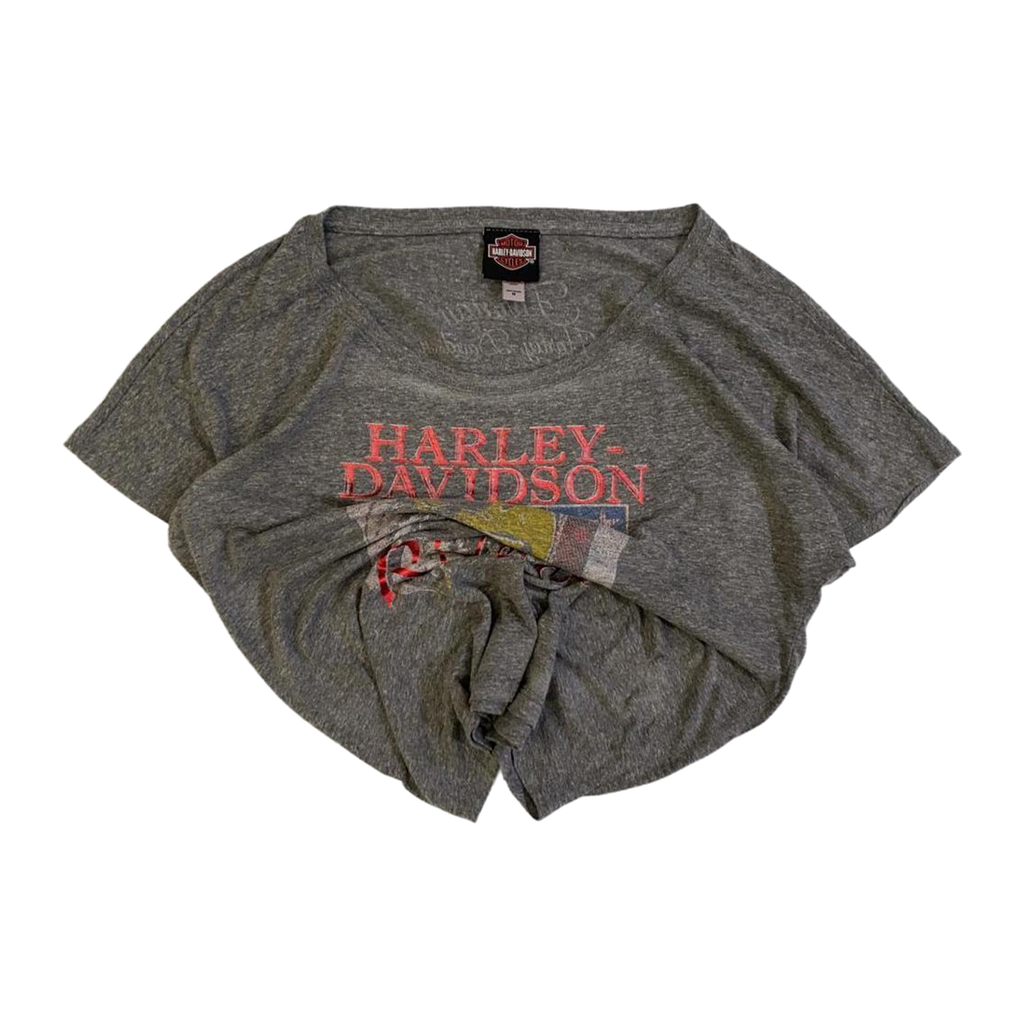 1678 Harley Davidson Women's Ride Free American Eagle Short Sleeve T Shirt Grey M