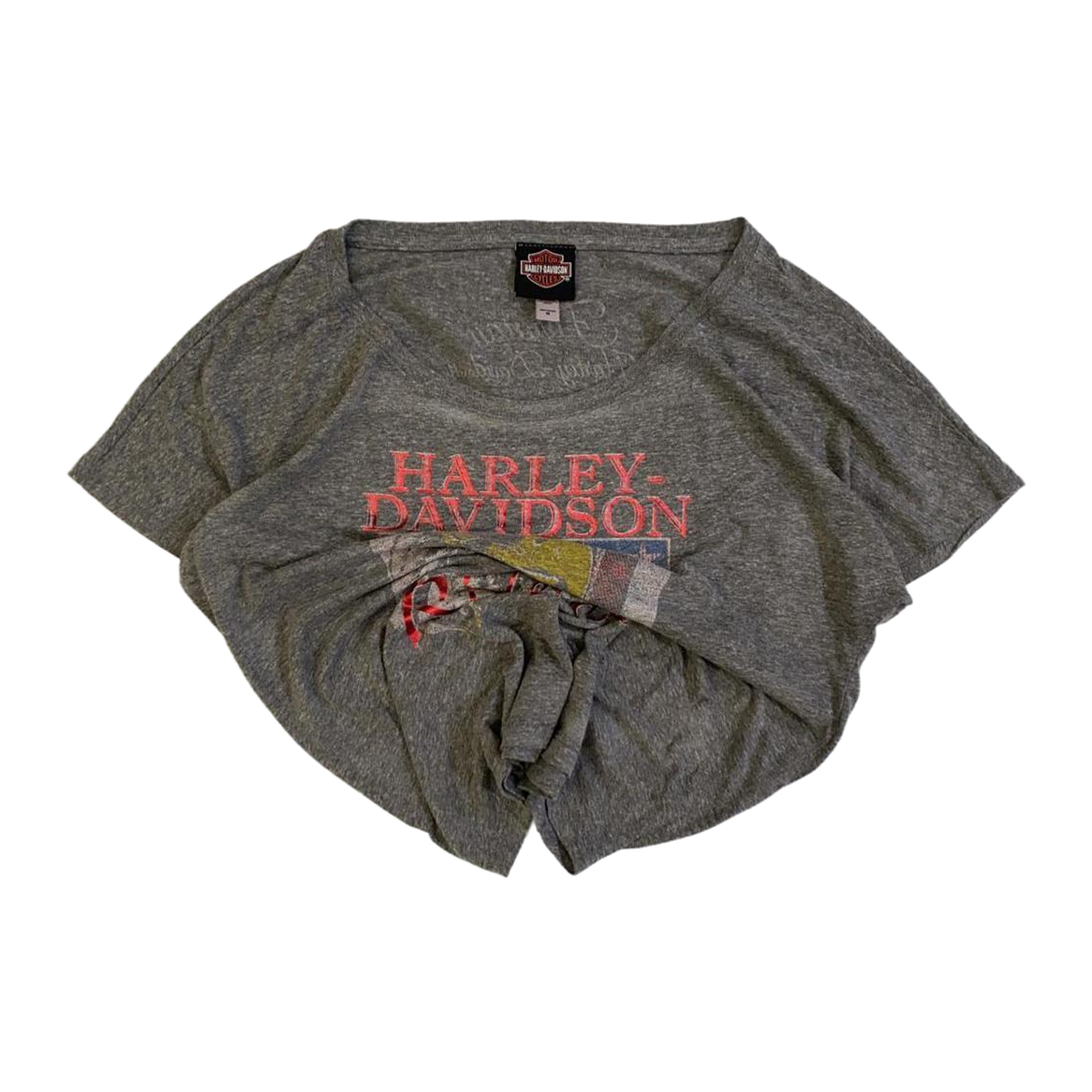 1678 Harley Davidson Women's Ride Free American Eagle Short Sleeve T Shirt Grey M