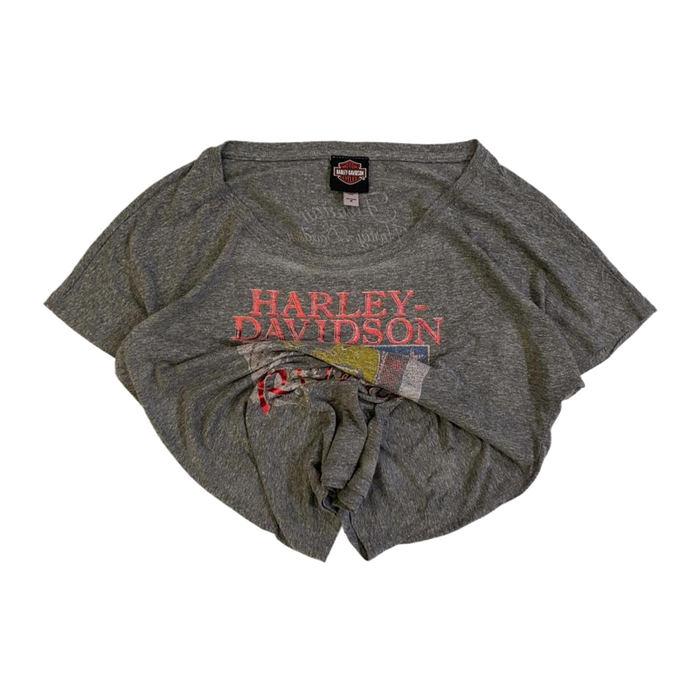 Harley Davidson Women's Ride Free American Eagle Short Sleeve T Shirt Grey M