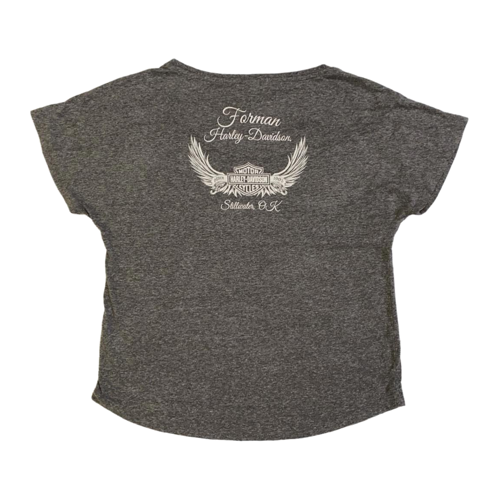 1678 Harley Davidson Women's Ride Free American Eagle Short Sleeve T Shirt Grey M