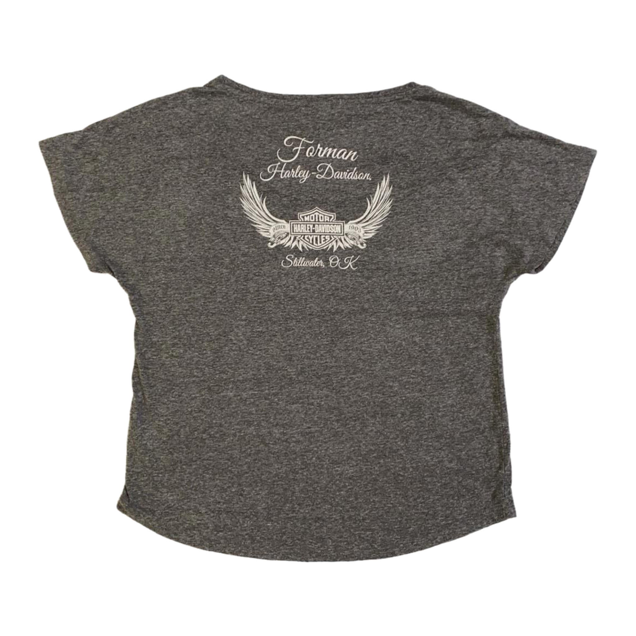1678 Harley Davidson Women's Ride Free American Eagle Short Sleeve T Shirt Grey M