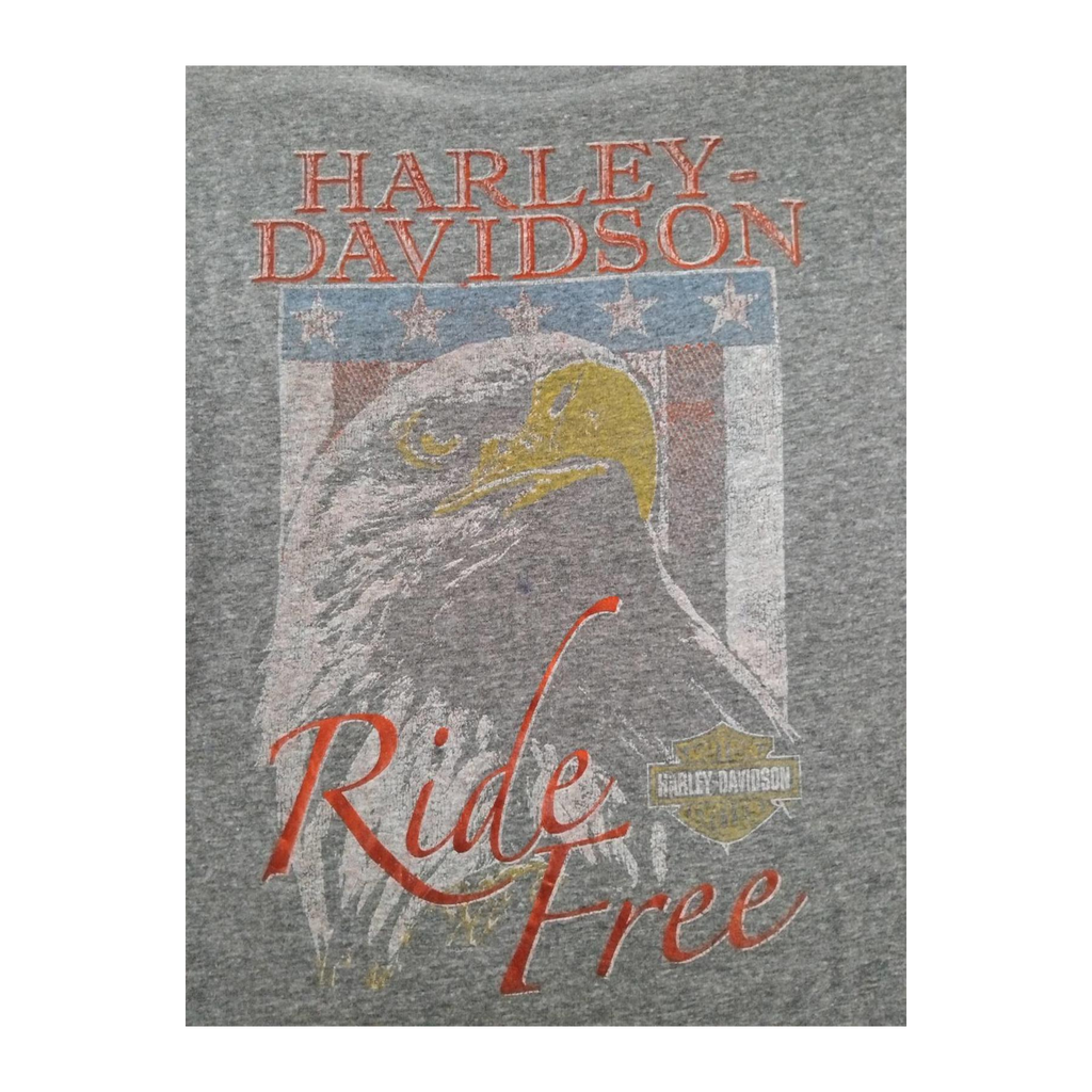 1678 Harley Davidson Women's Ride Free American Eagle Short Sleeve T Shirt Grey M