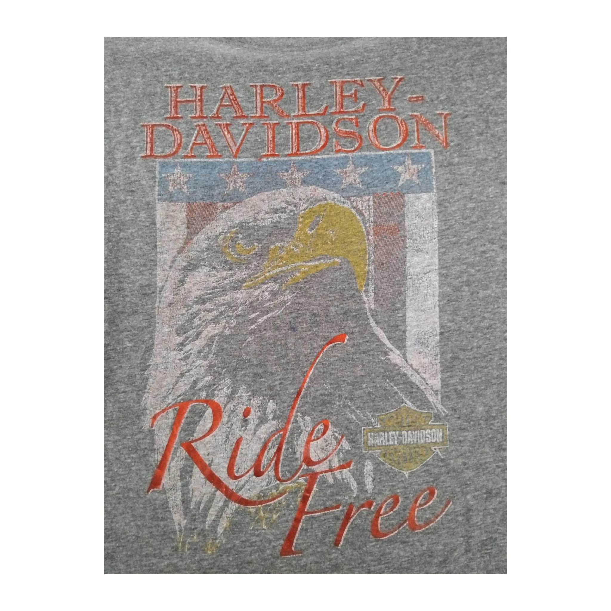1678 Harley Davidson Women's Ride Free American Eagle Short Sleeve T Shirt Grey M