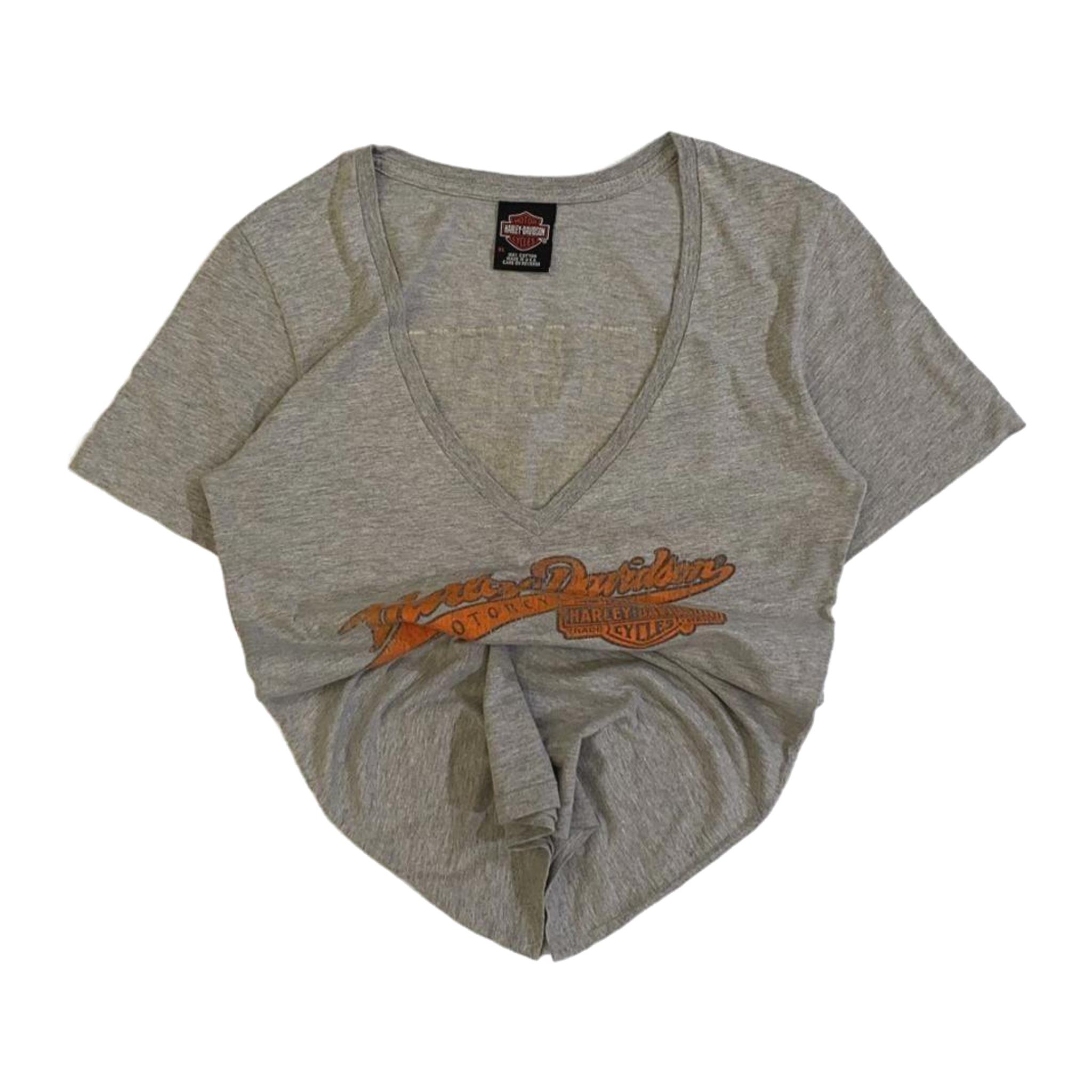 1677 Harley Davidson Women's 03 Short Sleeve Deep V Neck T Shirt Grey XL