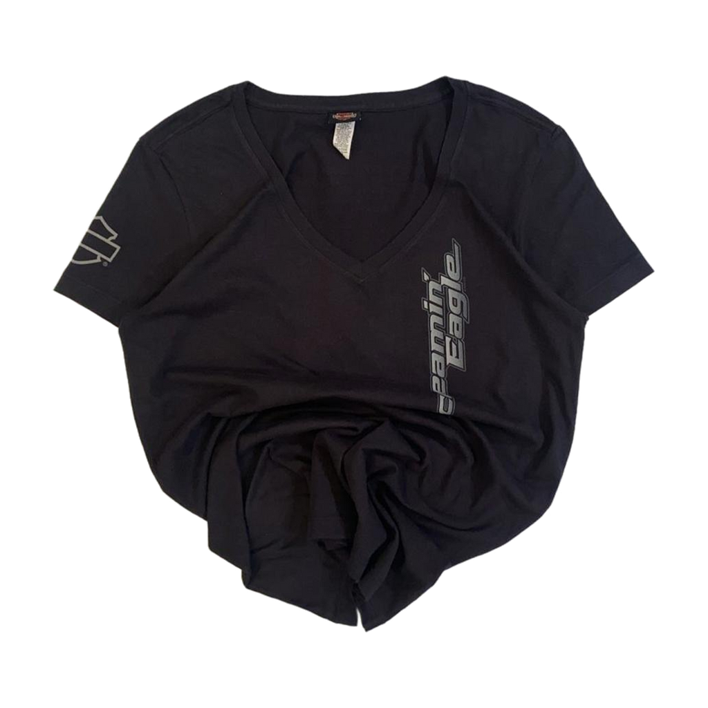 1675 Harley Davidson Women's Screamin Eagle Short Sleeve V Neck T Shirt Black M