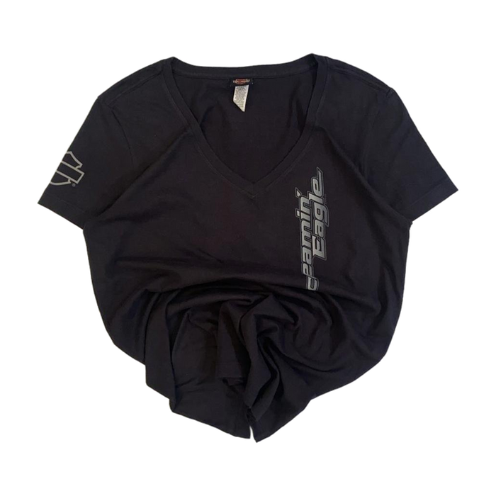 Harley Davidson Women's Screamin Eagle Short Sleeve V Neck T Shirt Black M