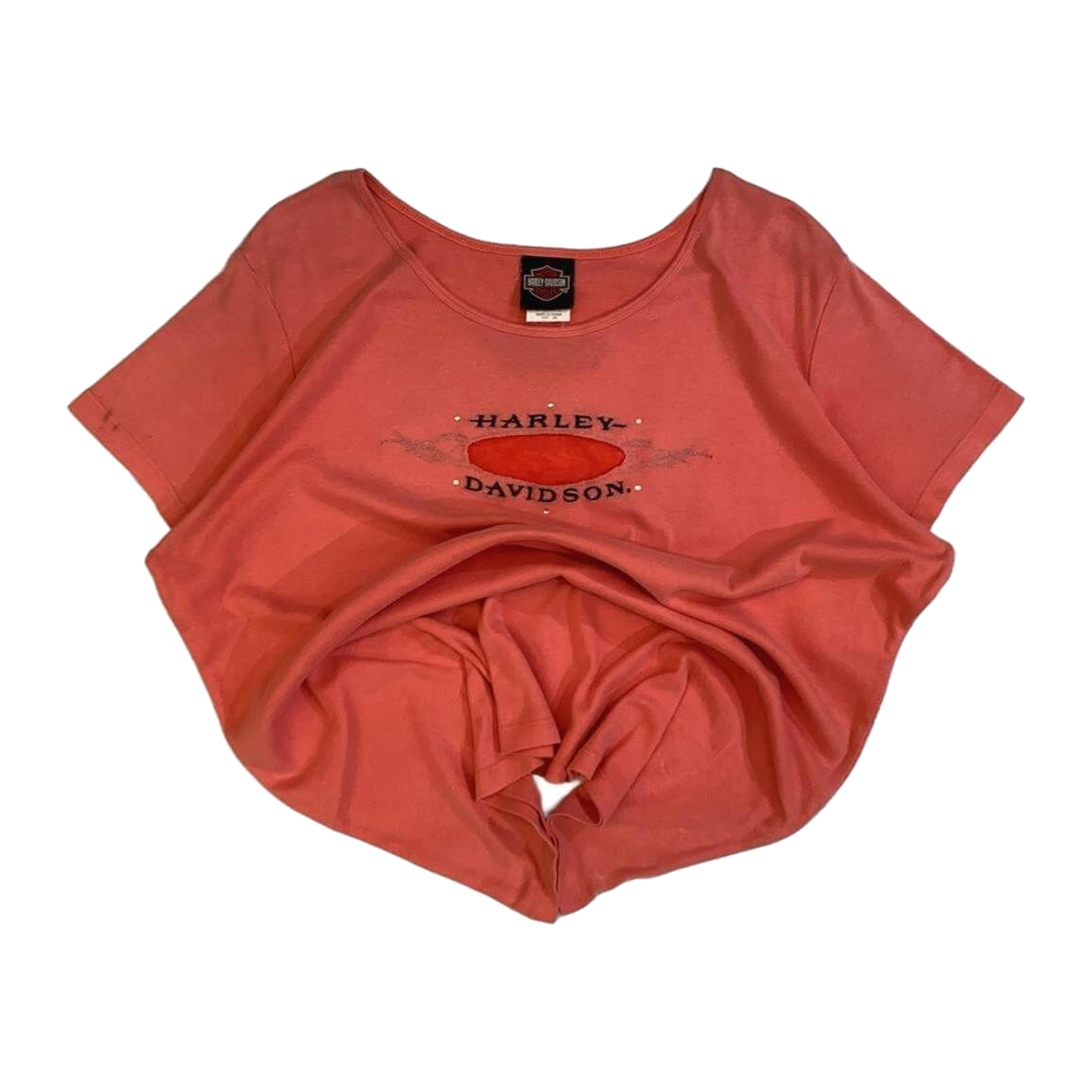 1674 Harley Davidson Women's Peakaboo Cutout Short Sleeve T Shirt Apricot 2XL