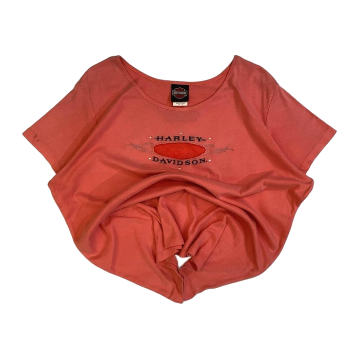 Harley Davidson Women's Peakaboo Cutout Short Sleeve T Shirt Apricot 2XL