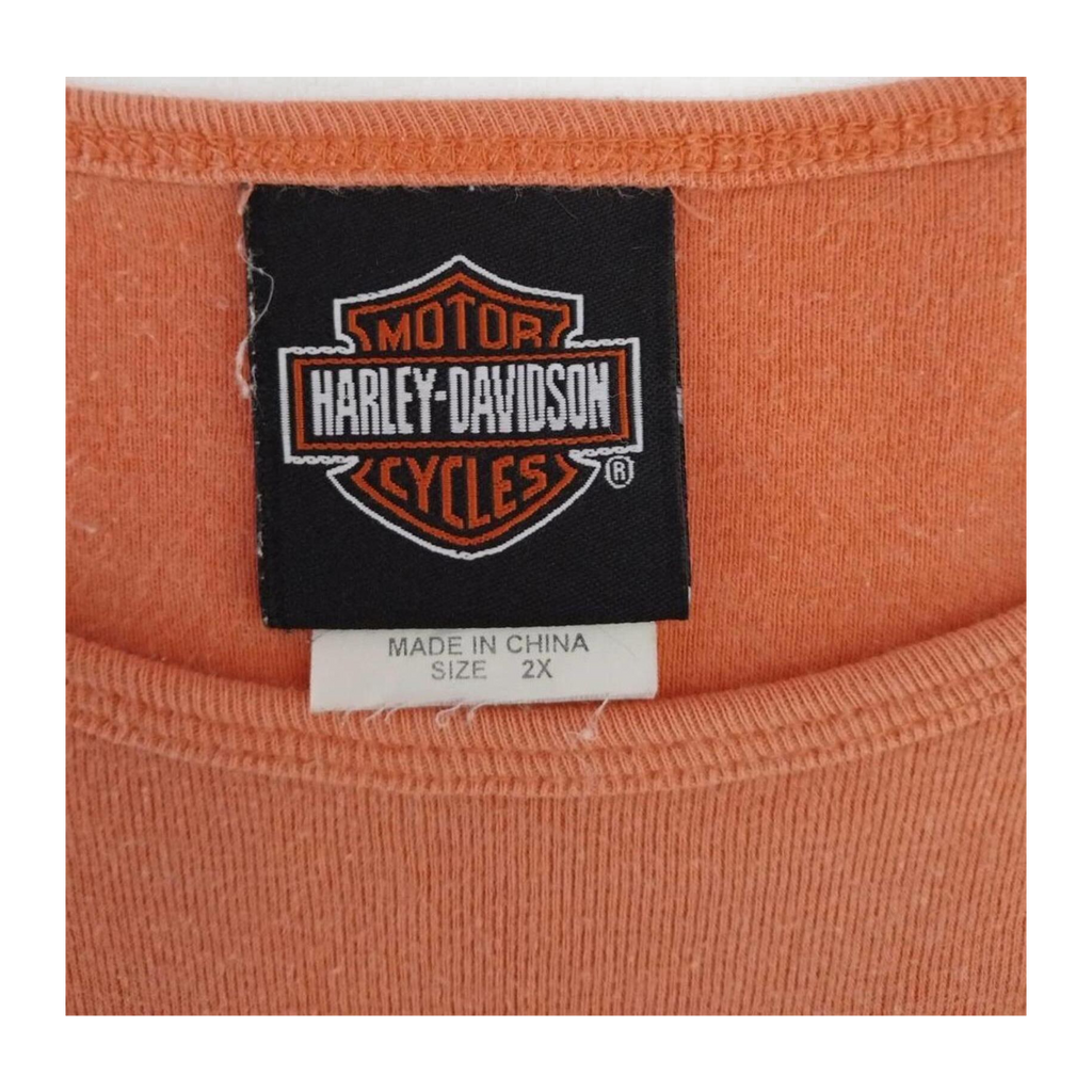 1674 Harley Davidson Women's Peakaboo Cutout Short Sleeve T Shirt Apricot 2XL