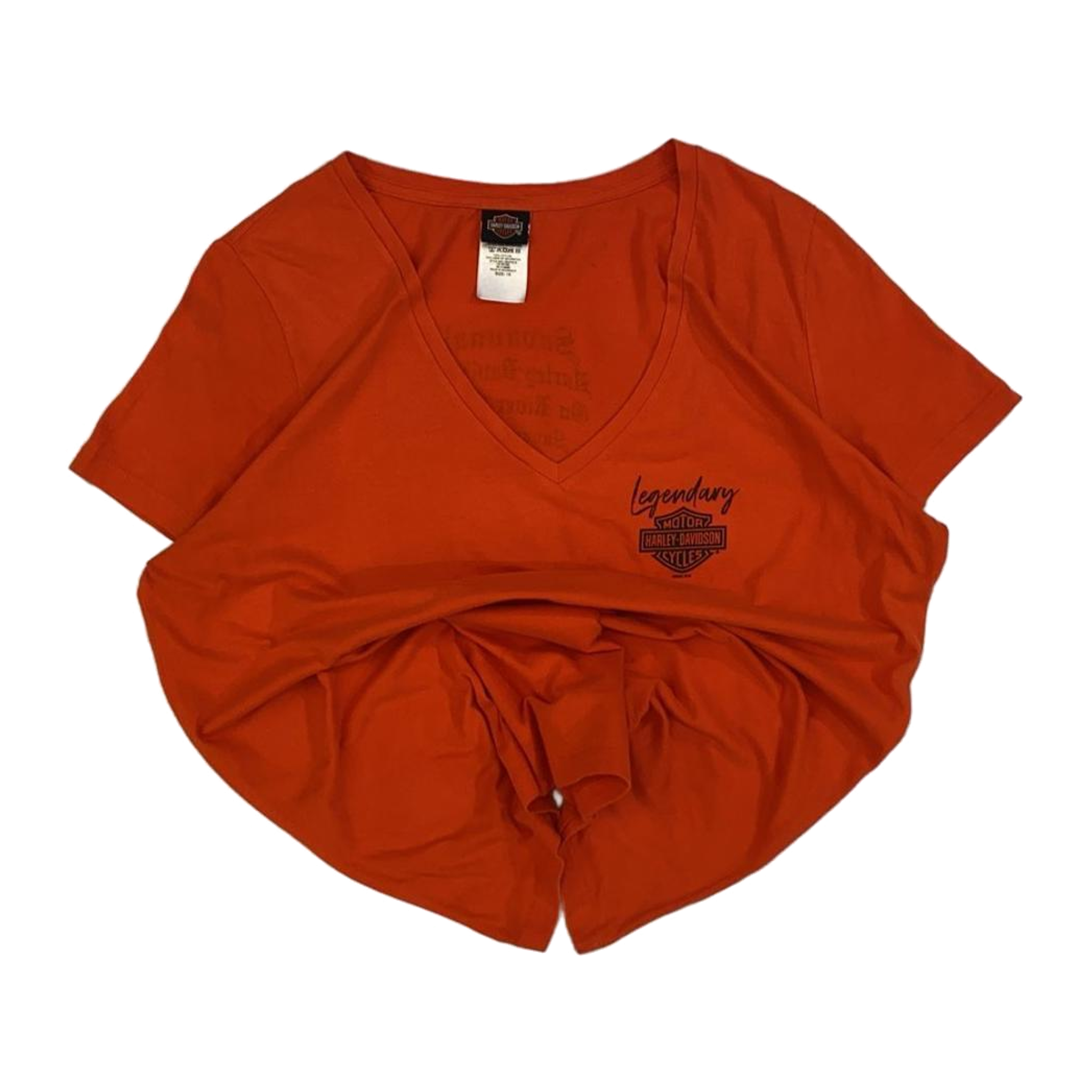 1673 Harley Davidson Women's Legendary Short Sleeve V Neck T Shirt Orange XL