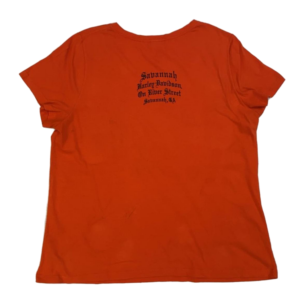 1673 Harley Davidson Women's Legendary Short Sleeve V Neck T Shirt Orange XL