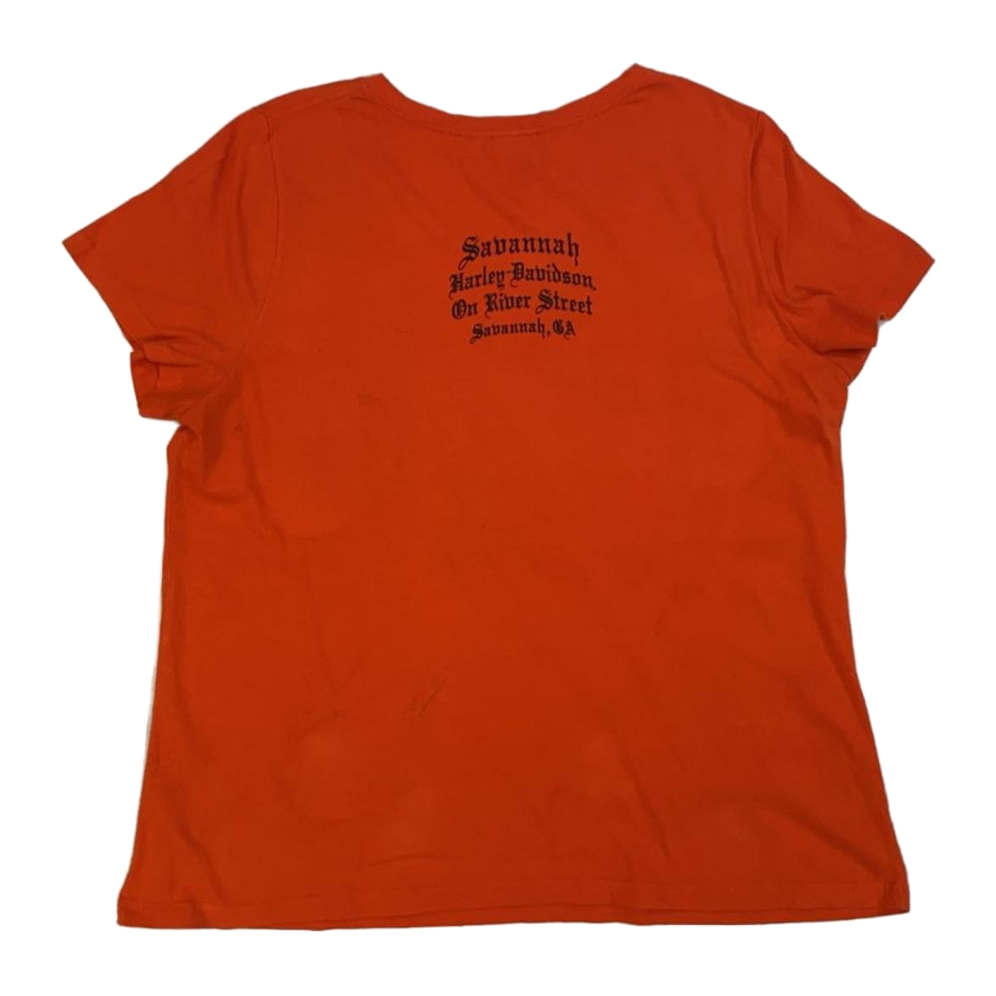 1673 Harley Davidson Women's Legendary Short Sleeve V Neck T Shirt Orange XL