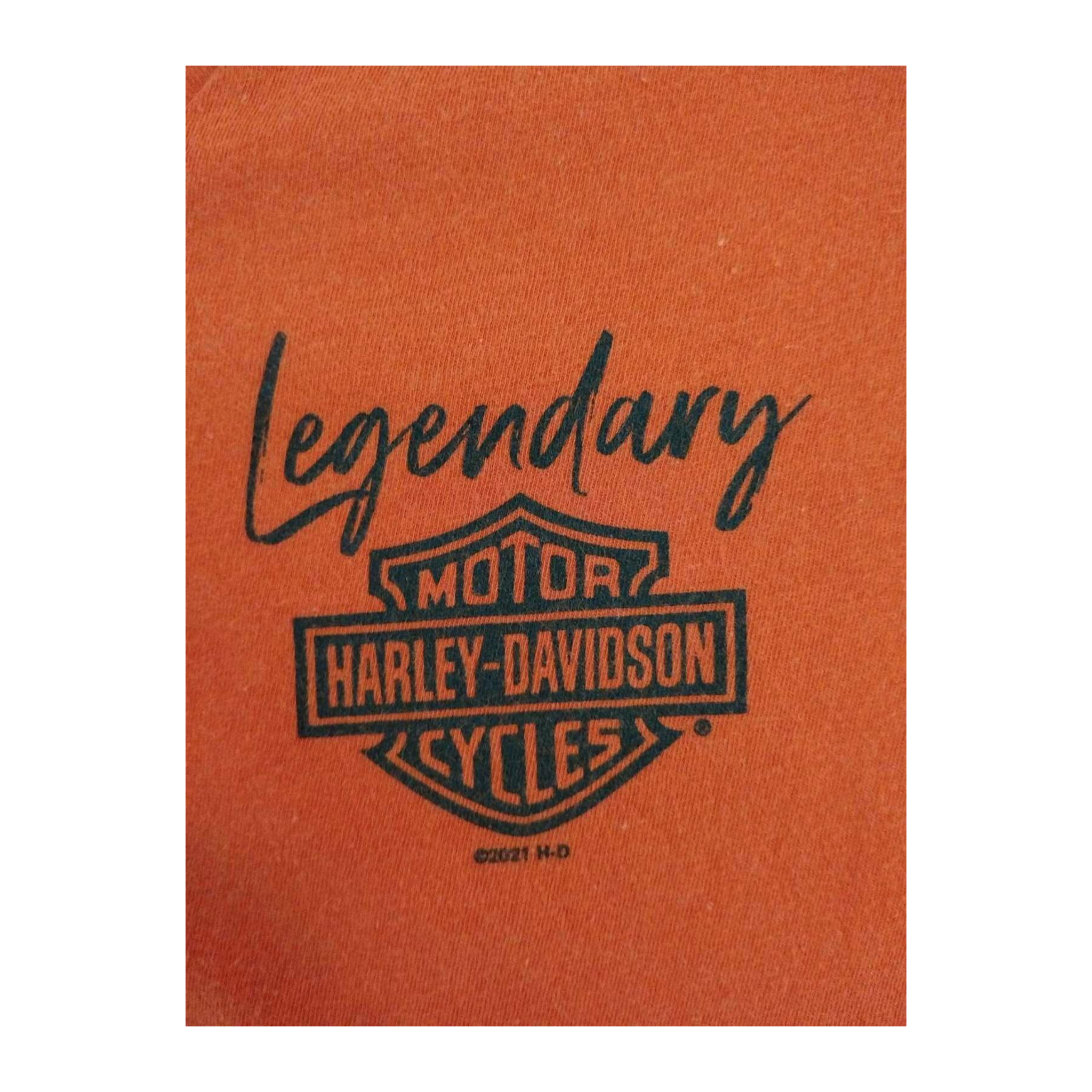 1673 Harley Davidson Women's Legendary Short Sleeve V Neck T Shirt Orange XL