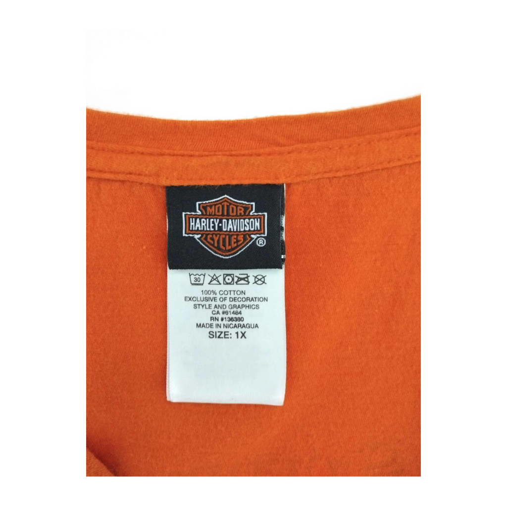 1673 Harley Davidson Women's Legendary Short Sleeve V Neck T Shirt Orange XL