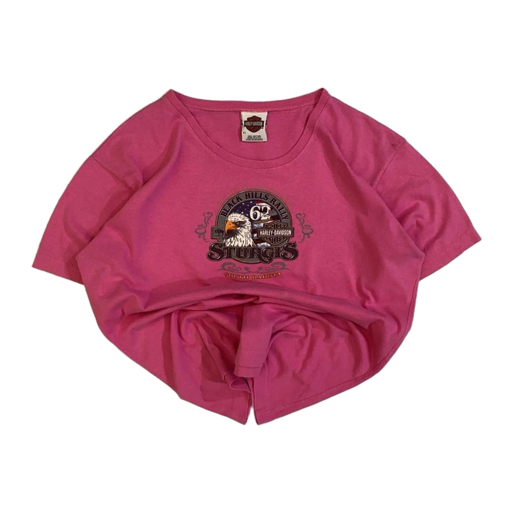 1672 Harley Davidson Women's Sturgis Deadwood Run Short Sleeve T Shirt Pink XL
