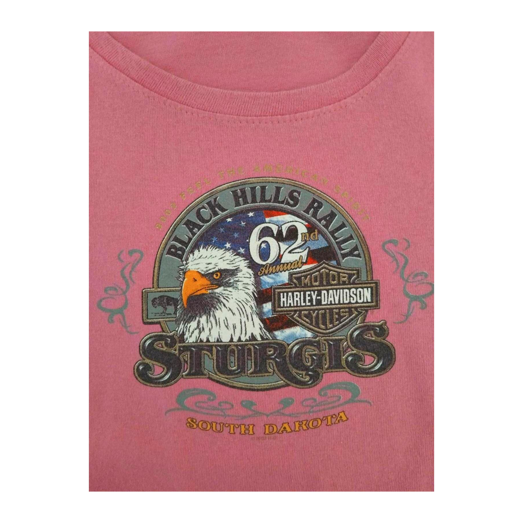 1672 Harley Davidson Women's Sturgis Deadwood Run Short Sleeve T Shirt Pink XL