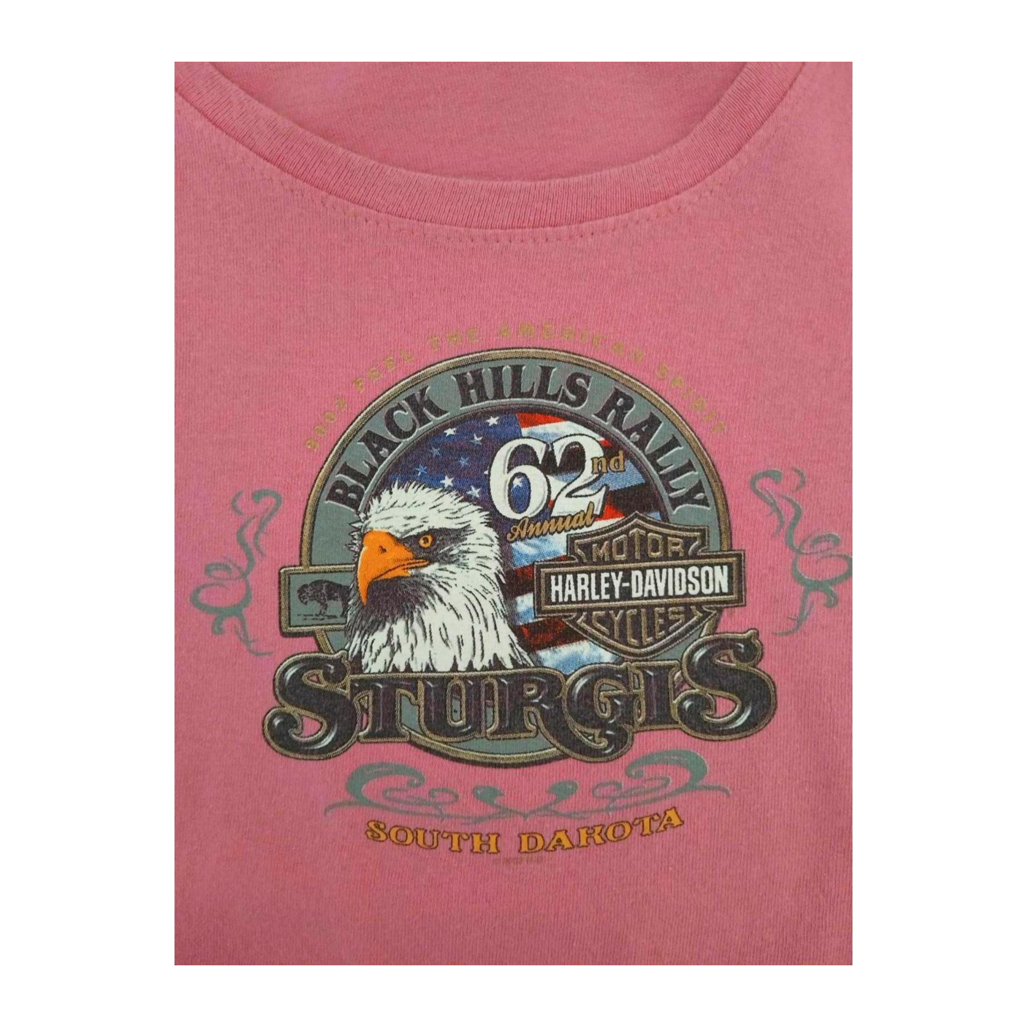 1672 Harley Davidson Women's Sturgis Deadwood Run Short Sleeve T Shirt Pink XL