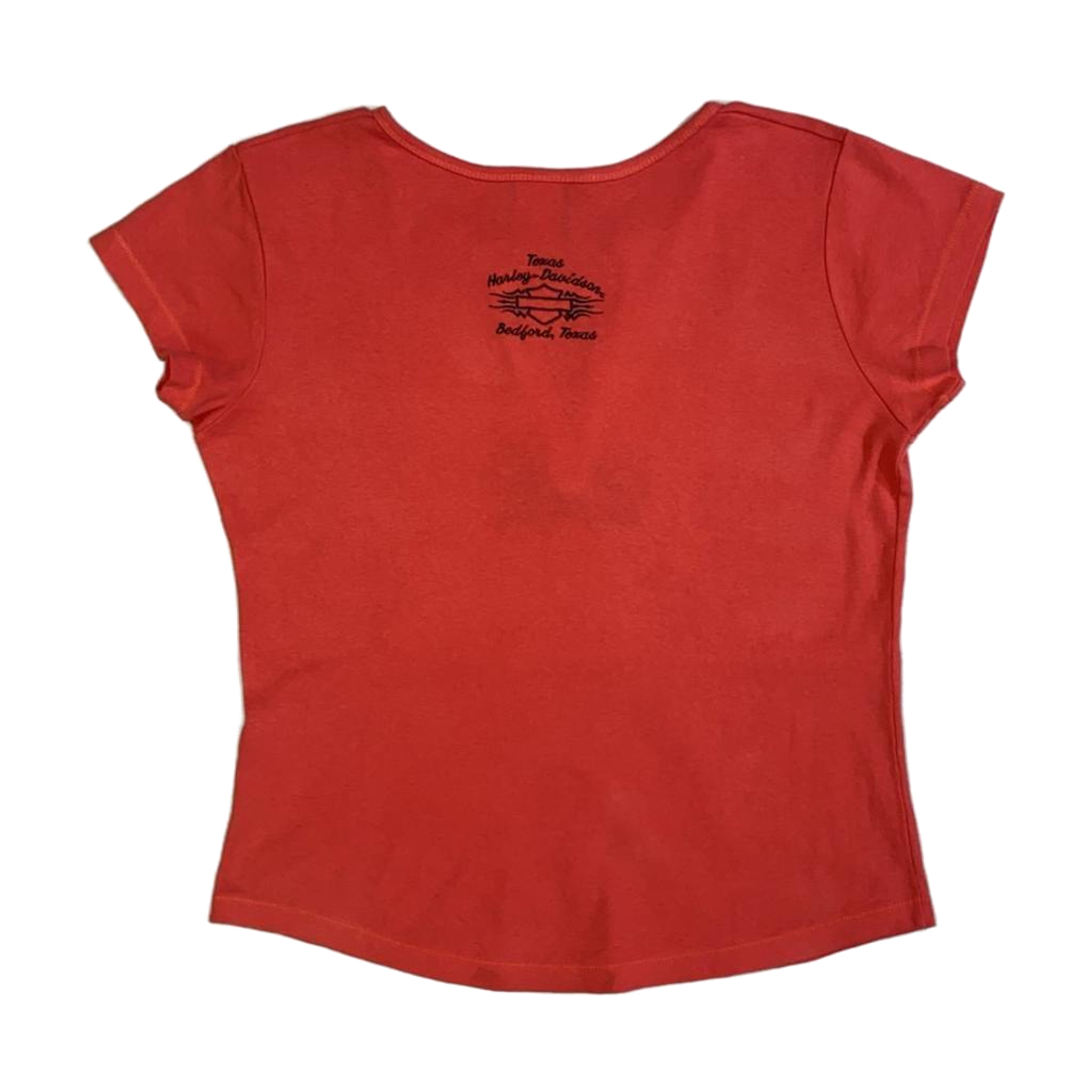 1671 Harley Davidson Women's V Neck Short Sleeve T Shirt Orange L