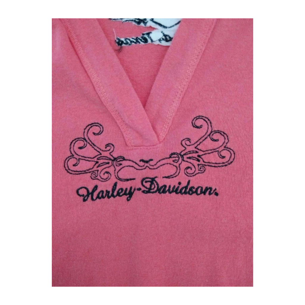 1671 Harley Davidson Women's V Neck Short Sleeve T Shirt Orange L