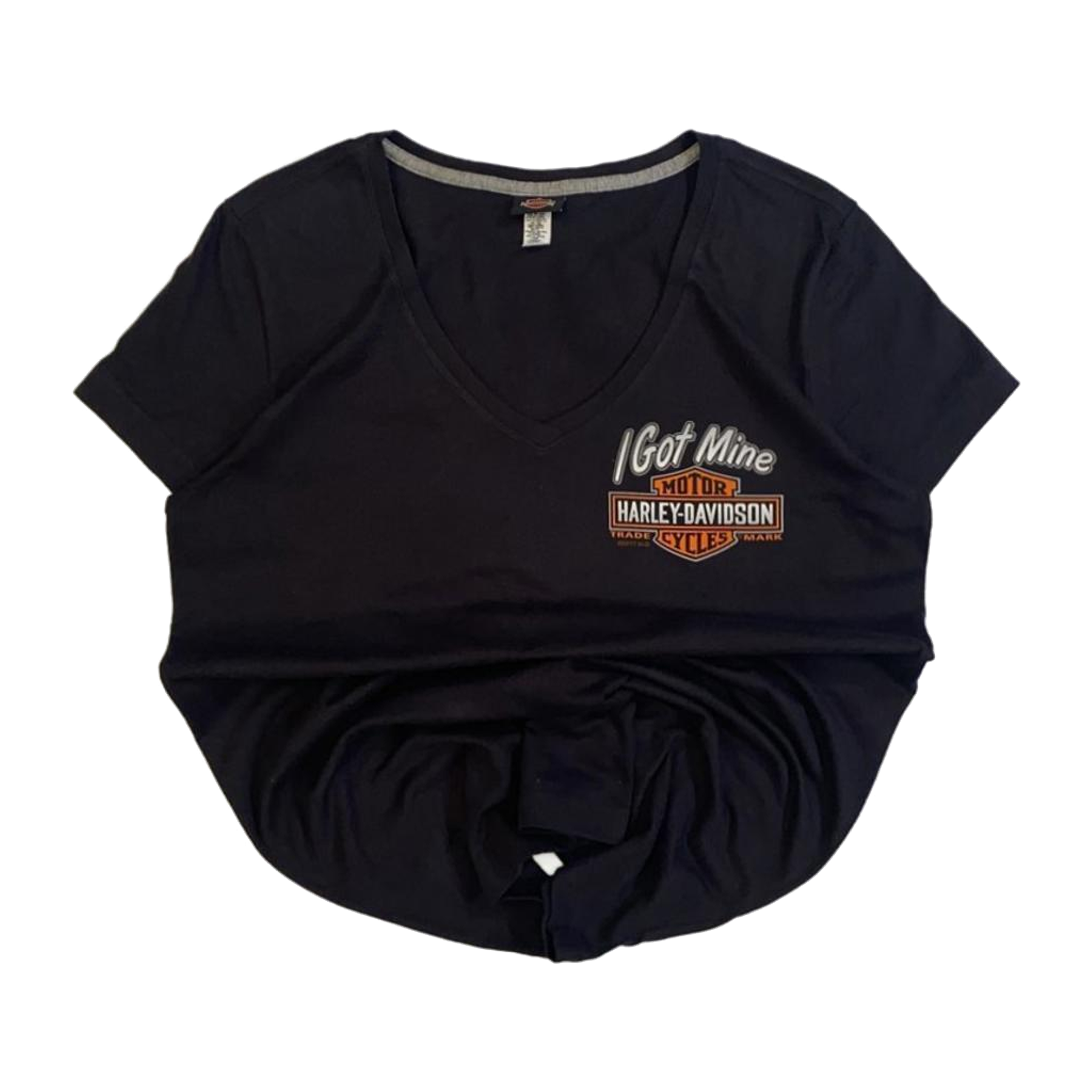 1669 Harley Davidson Women's Deep V Neck Short Sleeve T Shirt Black L