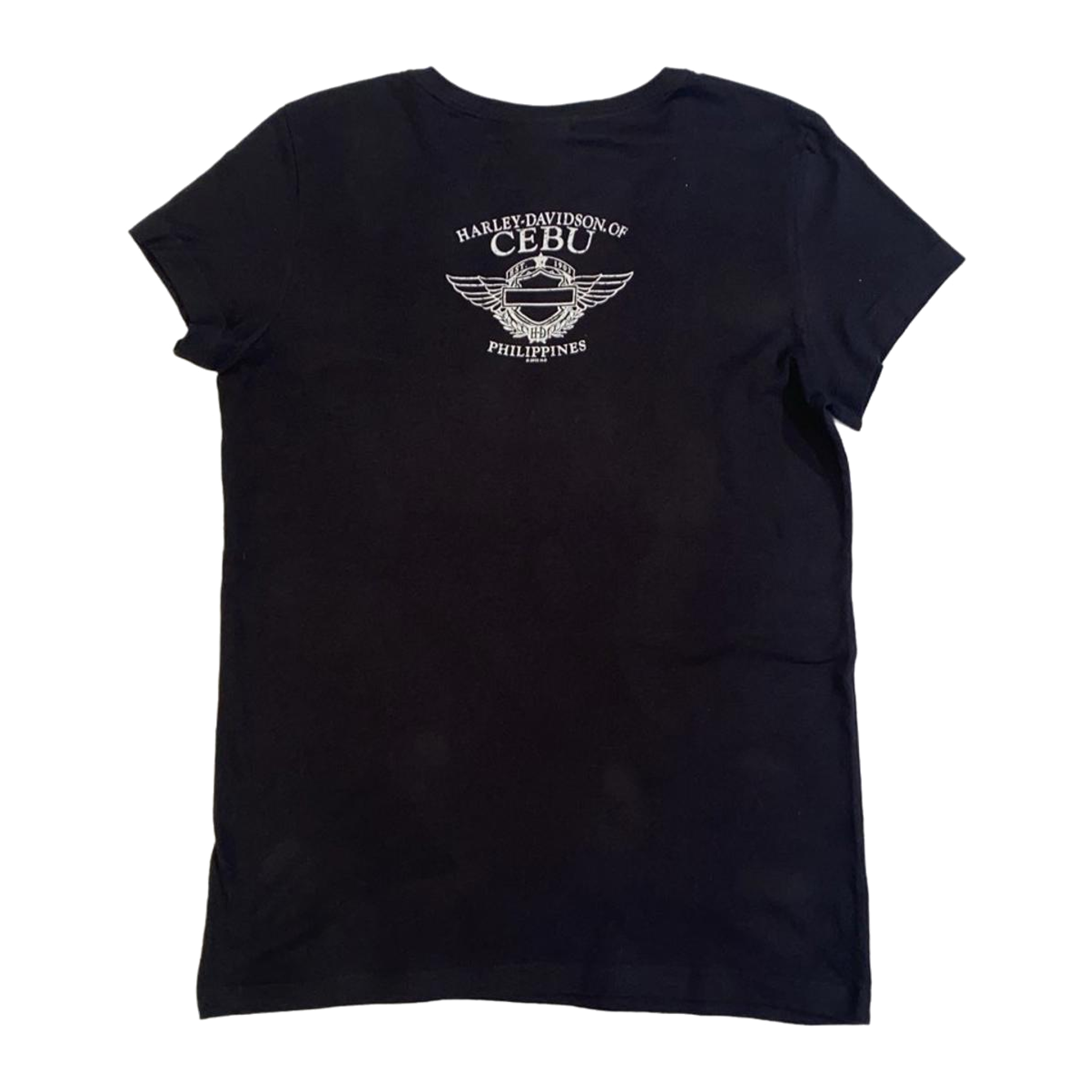 1669 Harley Davidson Women's Deep V Neck Short Sleeve T Shirt Black L