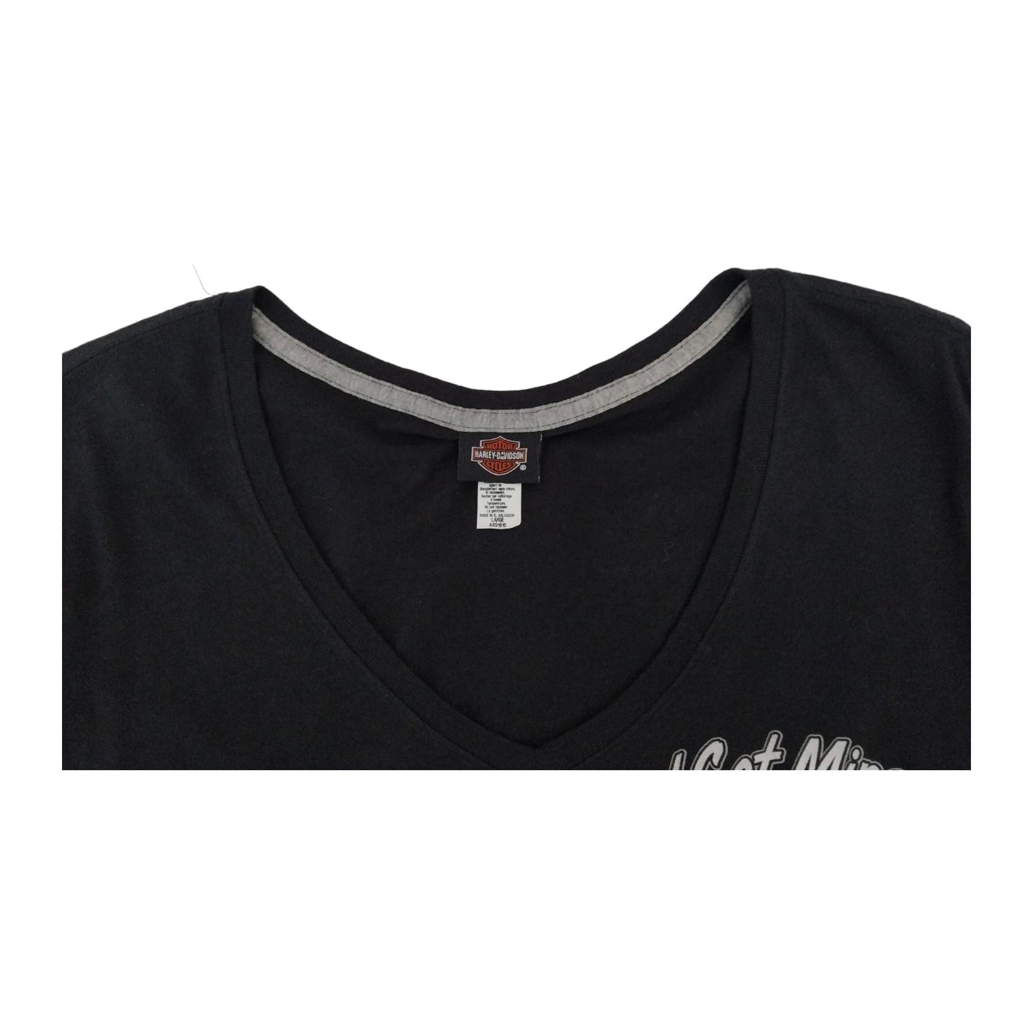 1669 Harley Davidson Women's Deep V Neck Short Sleeve T Shirt Black L