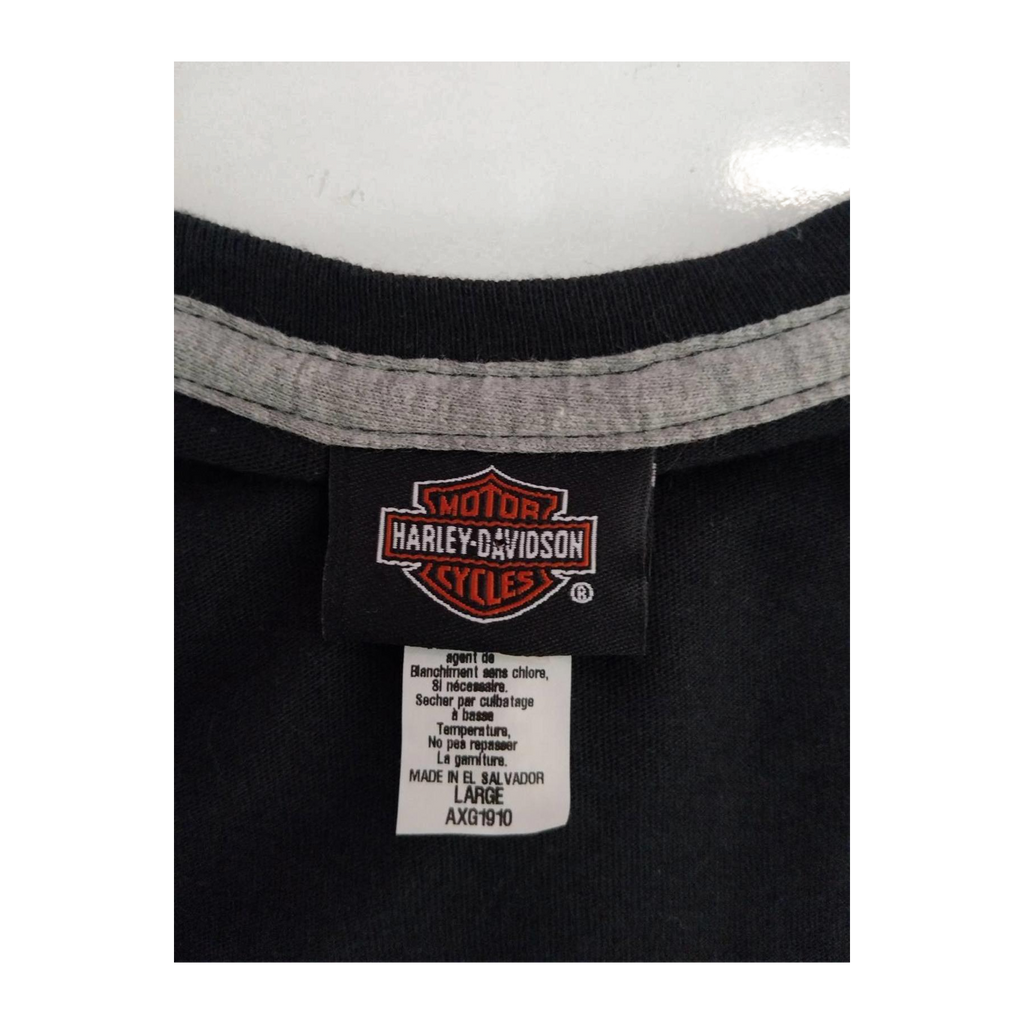 1669 Harley Davidson Women's Deep V Neck Short Sleeve T Shirt Black L