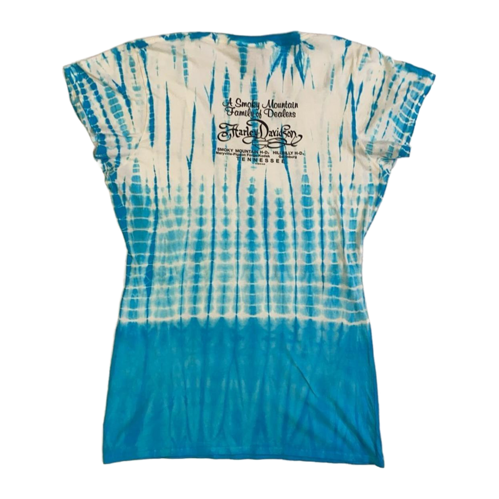 1668 Harley Davidson Women's Tie Dye Short Sleeve T Shirt Blue L