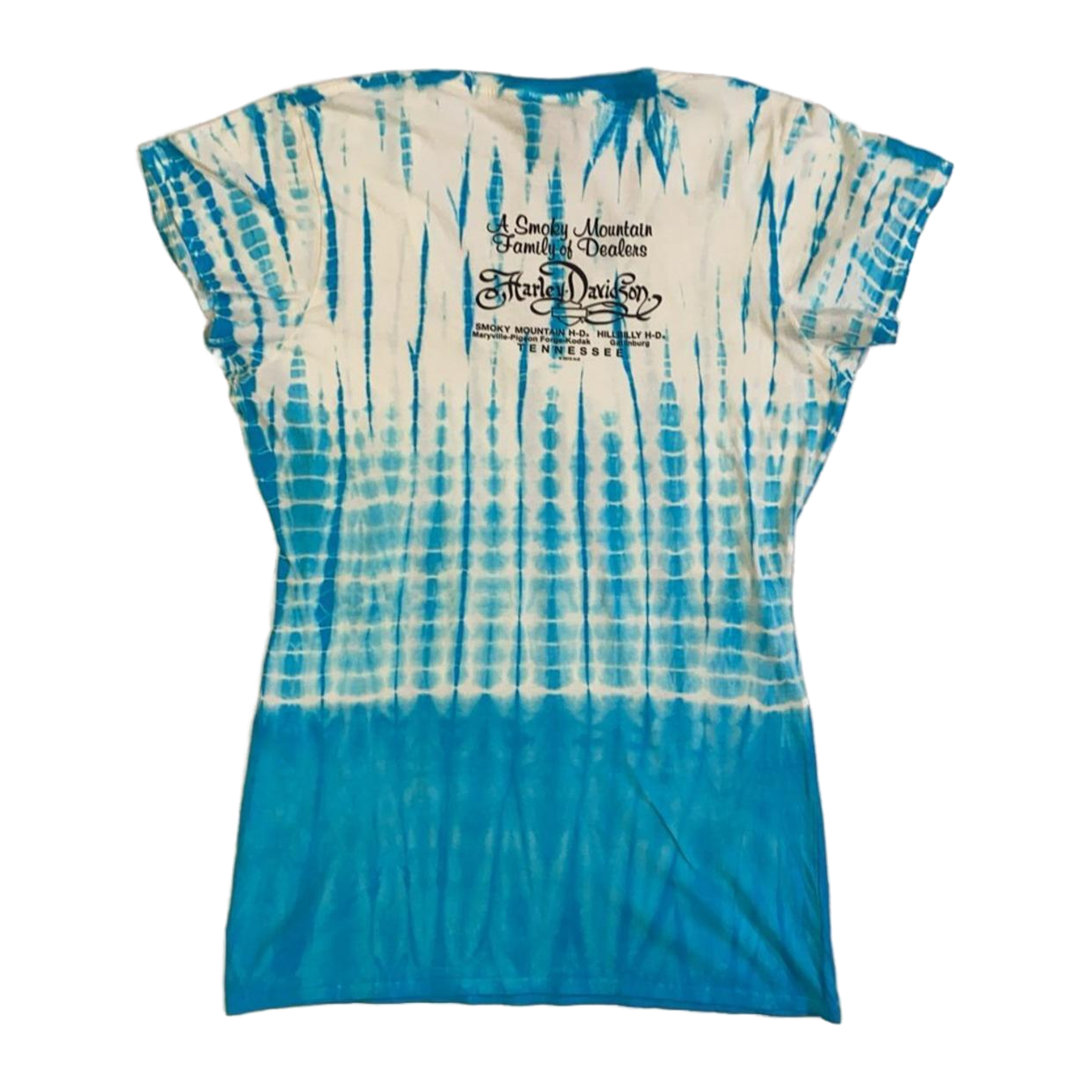 1668 Harley Davidson Women's Tie Dye Short Sleeve T Shirt Blue L