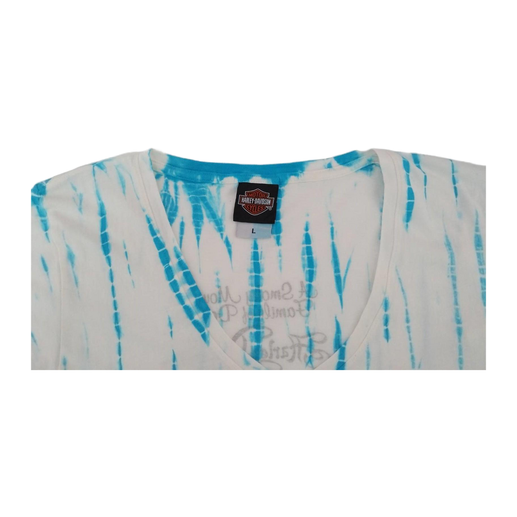 1668 Harley Davidson Women's Tie Dye Short Sleeve T Shirt Blue L
