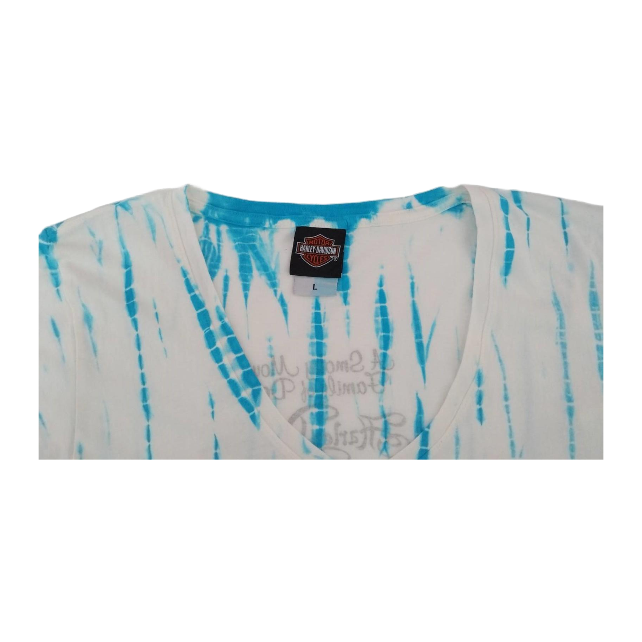 1668 Harley Davidson Women's Tie Dye Short Sleeve T Shirt Blue L