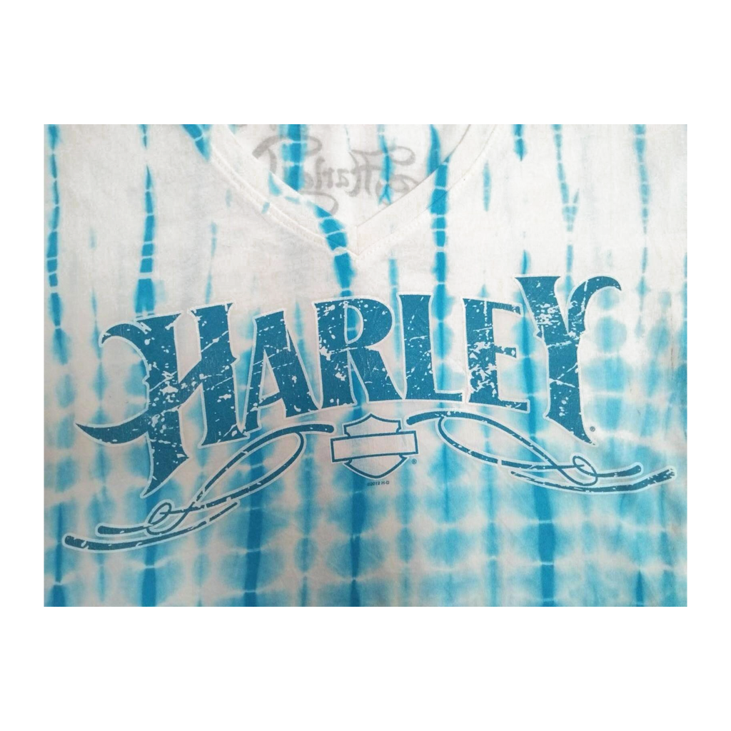1668 Harley Davidson Women's Tie Dye Short Sleeve T Shirt Blue L