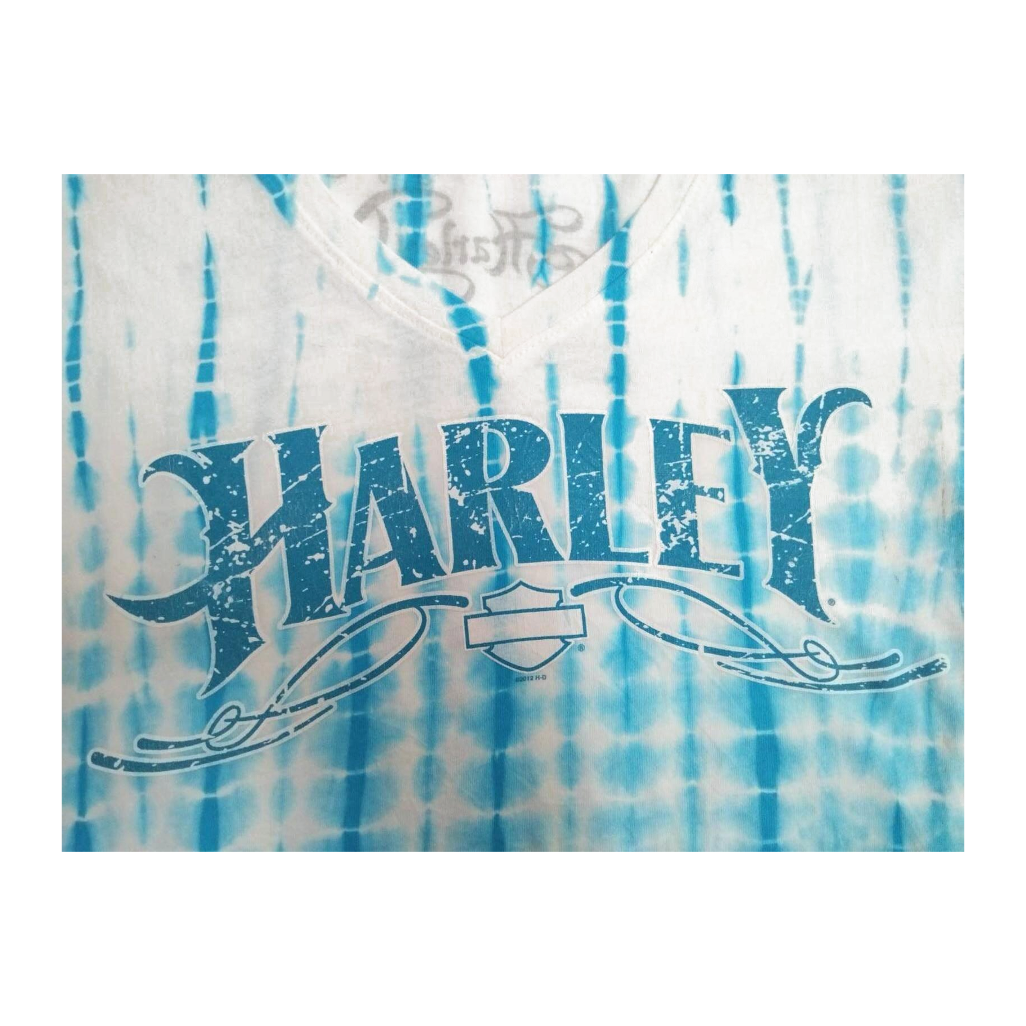 1668 Harley Davidson Women's Tie Dye Short Sleeve T Shirt Blue L
