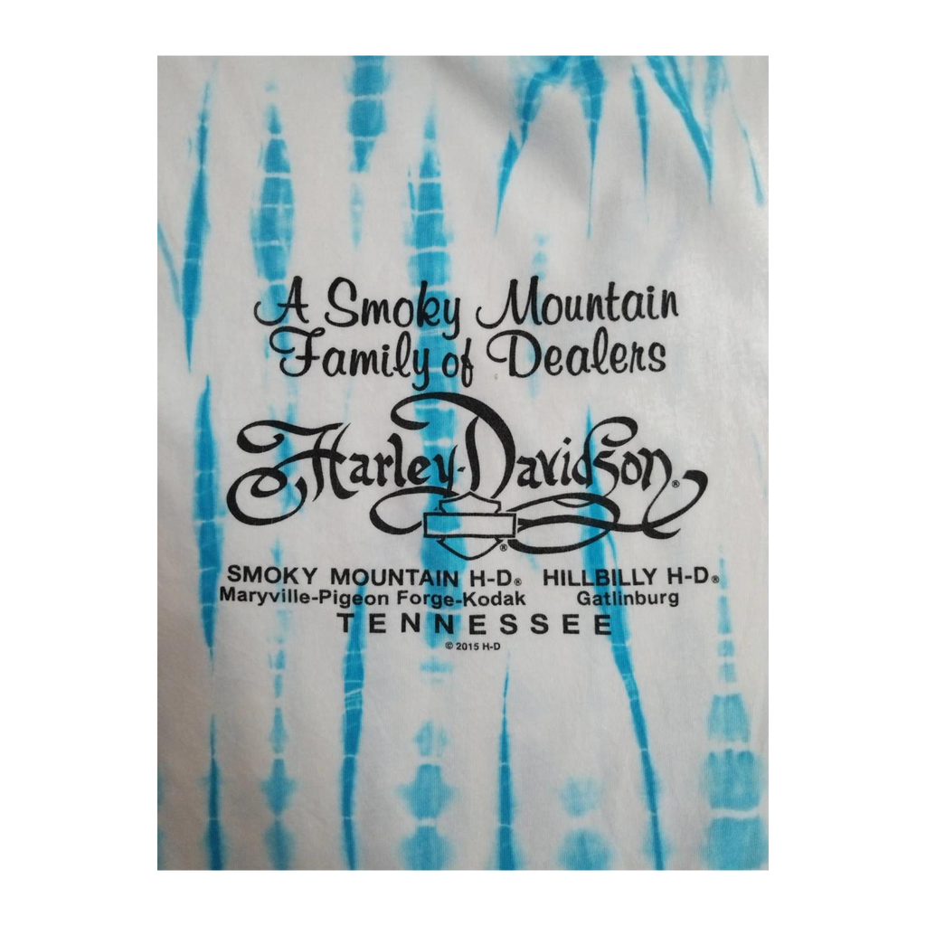 1668 Harley Davidson Women's Tie Dye Short Sleeve T Shirt Blue L