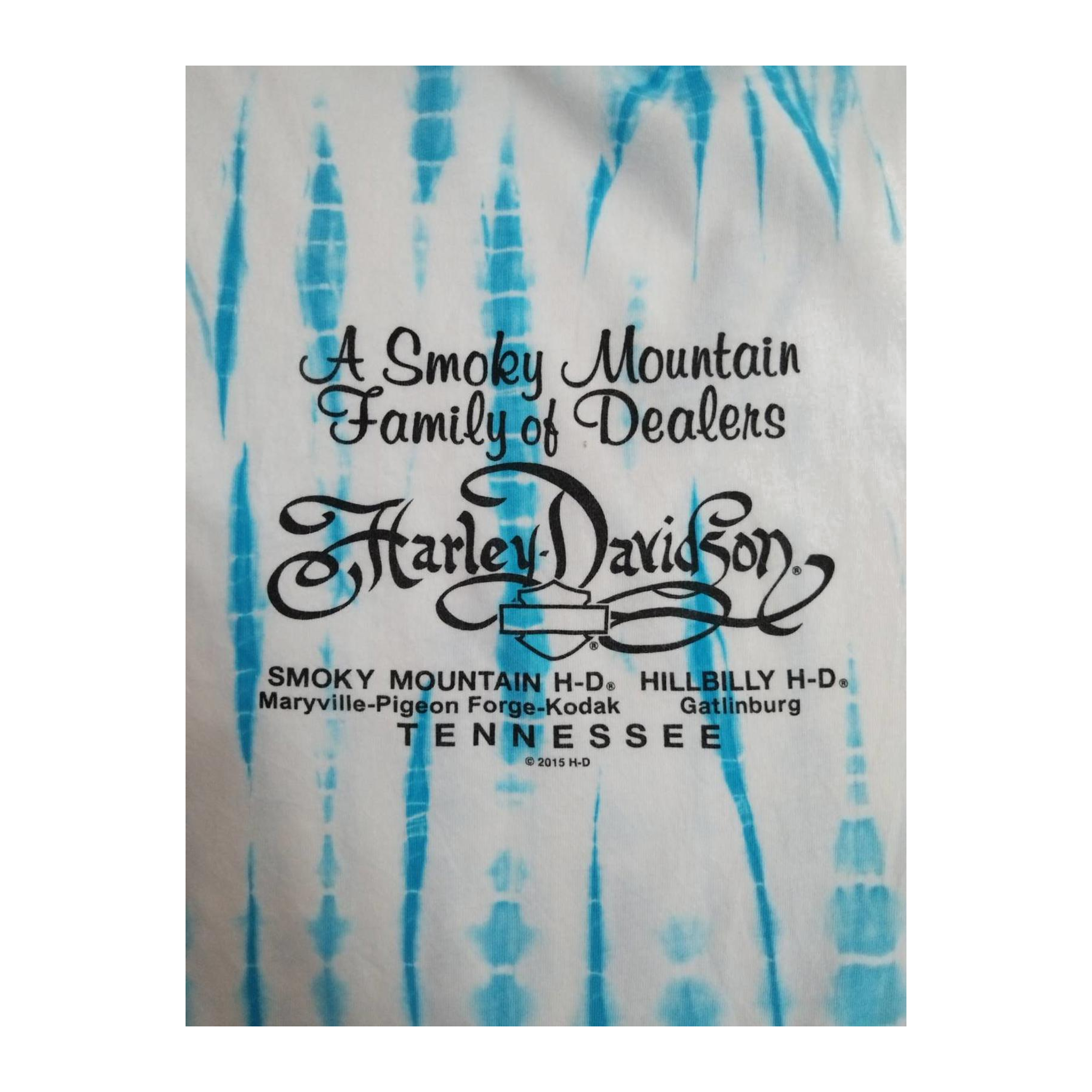 1668 Harley Davidson Women's Tie Dye Short Sleeve T Shirt Blue L