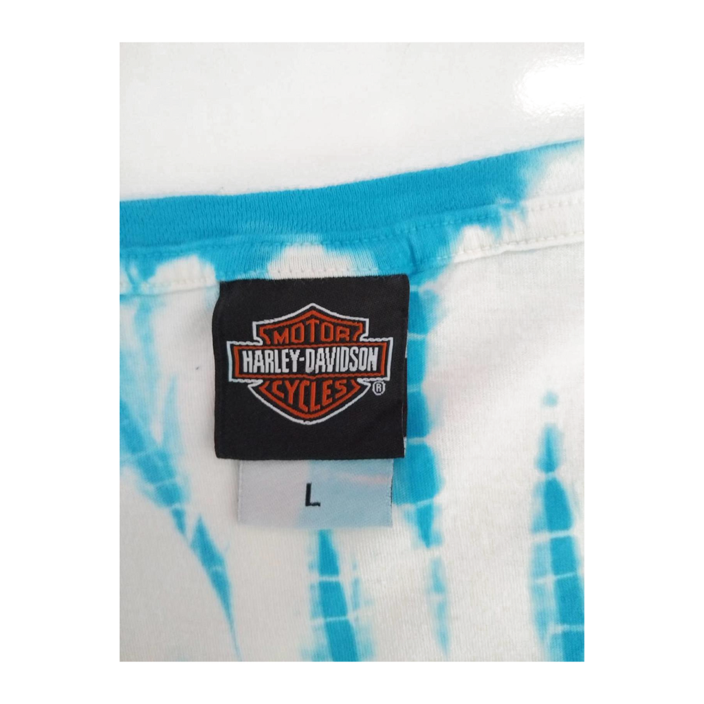 1668 Harley Davidson Women's Tie Dye Short Sleeve T Shirt Blue L