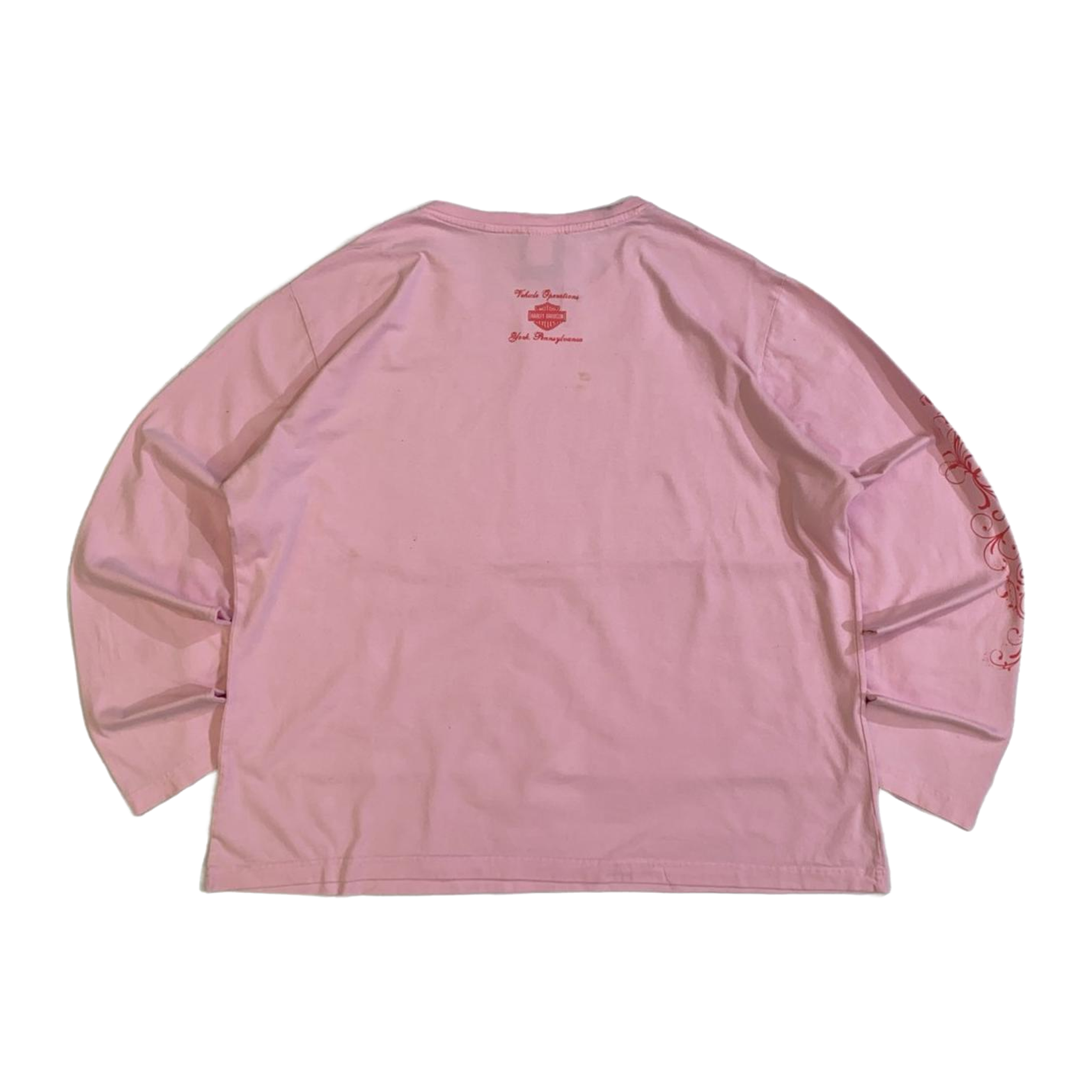 1667 Harley Davidson Women's Y2K Filigree Logo Long Sleeve T Shirt Pink 2XL