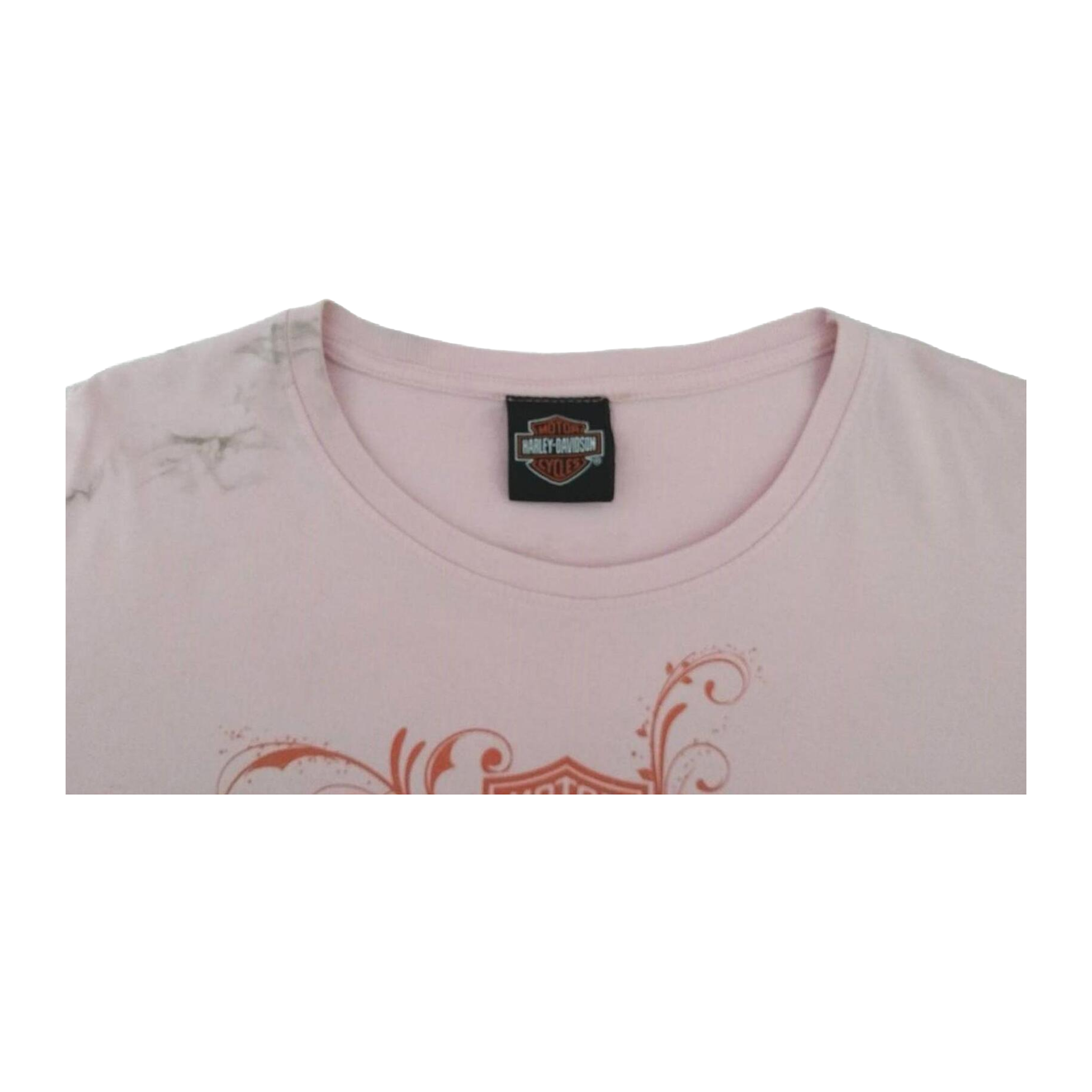 1667 Harley Davidson Women's Y2K Filigree Logo Long Sleeve T Shirt Pink 2XL