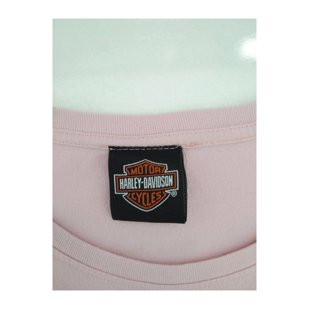 1667 Harley Davidson Women's Y2K Filigree Logo Long Sleeve T Shirt Pink 2XL