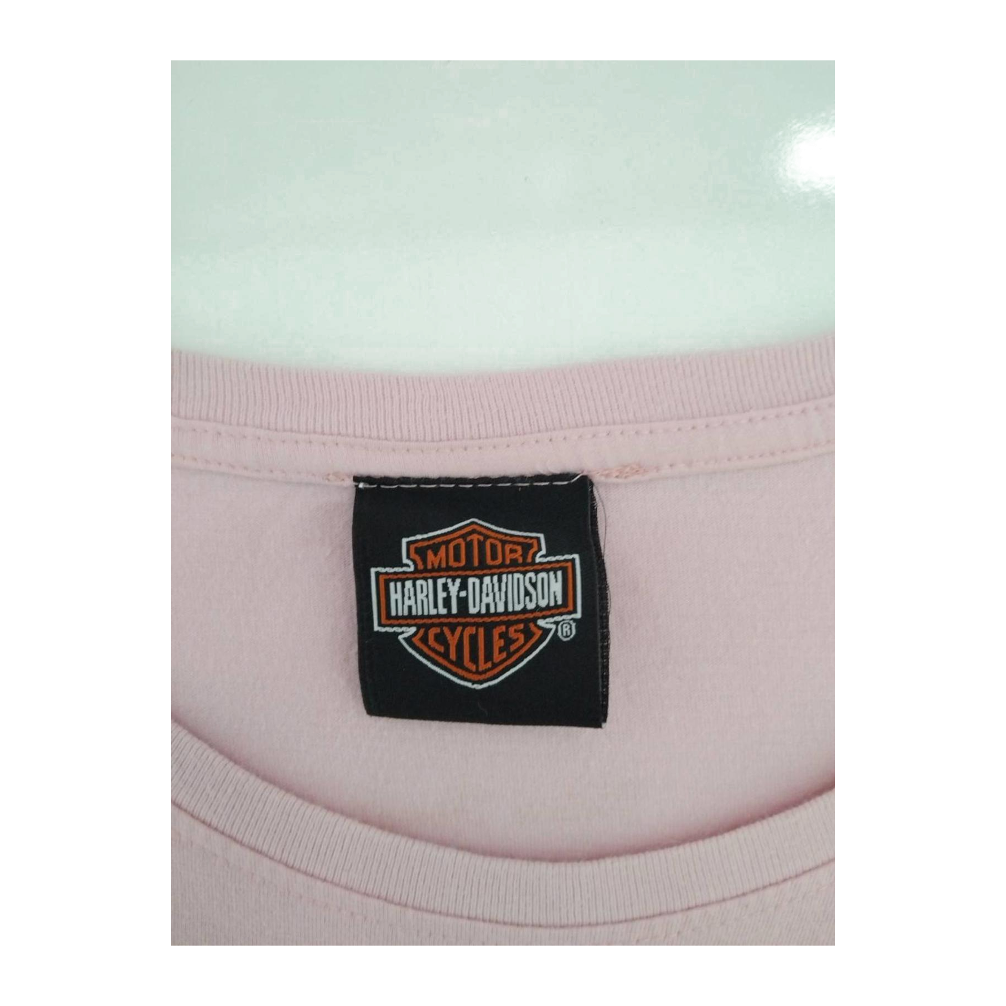 1667 Harley Davidson Women's Y2K Filigree Logo Long Sleeve T Shirt Pink 2XL