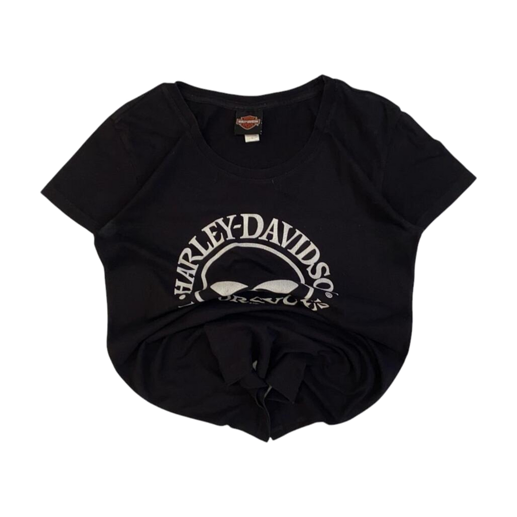 1696 Harley Davidson Women's Skull Logo Mother Road Short Sleeve T Shirt Black M