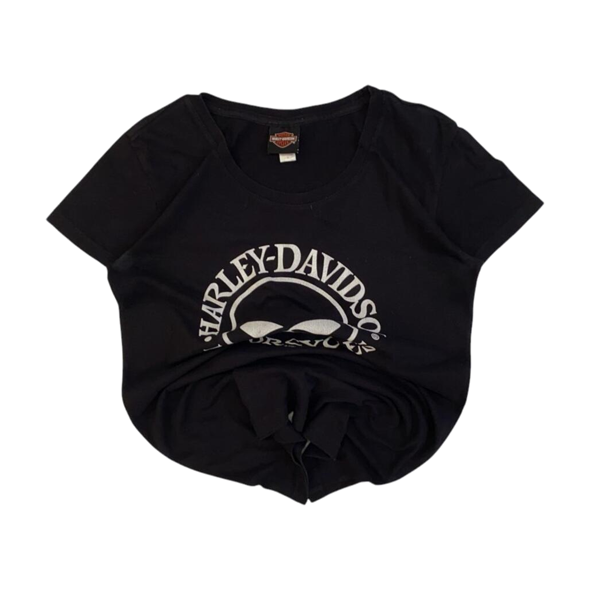 1696 Harley Davidson Women's Skull Logo Mother Road Short Sleeve T Shirt Black M