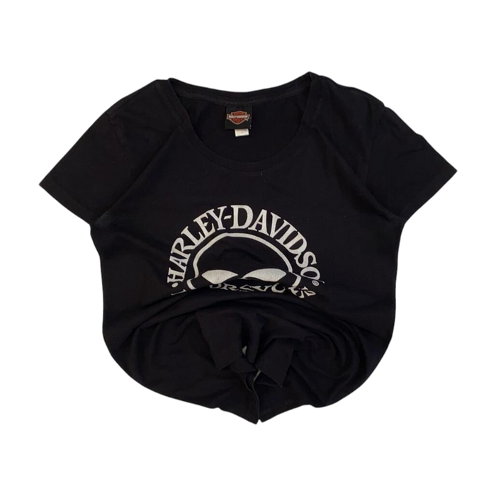 Harley Davidson Women's Skull Logo Mother Road Short Sleeve T Shirt Black M