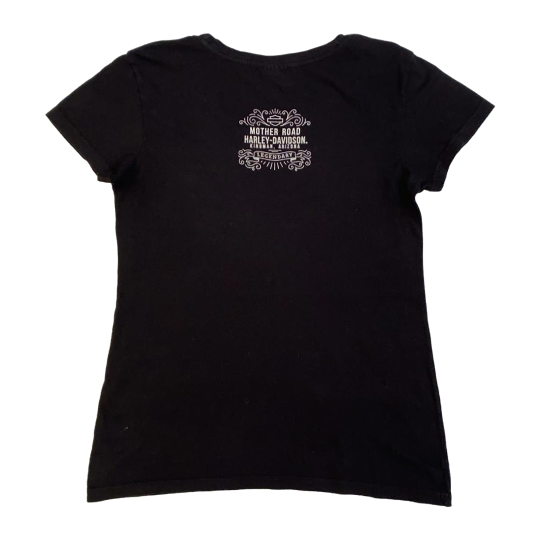1696 Harley Davidson Women's Skull Logo Mother Road Short Sleeve T Shirt Black M