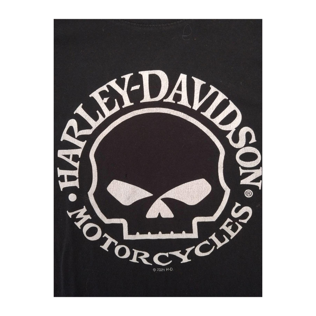 1696 Harley Davidson Women's Skull Logo Mother Road Short Sleeve T Shirt Black M