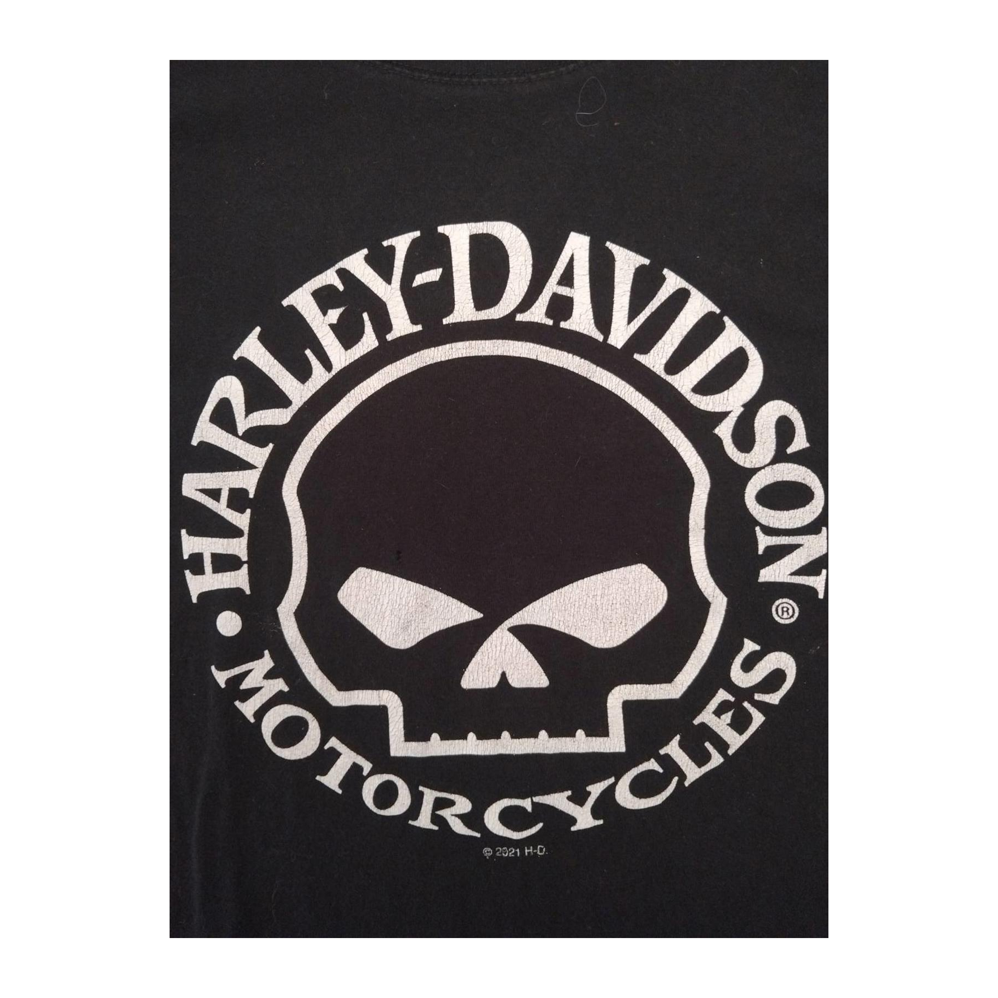 1696 Harley Davidson Women's Skull Logo Mother Road Short Sleeve T Shirt Black M