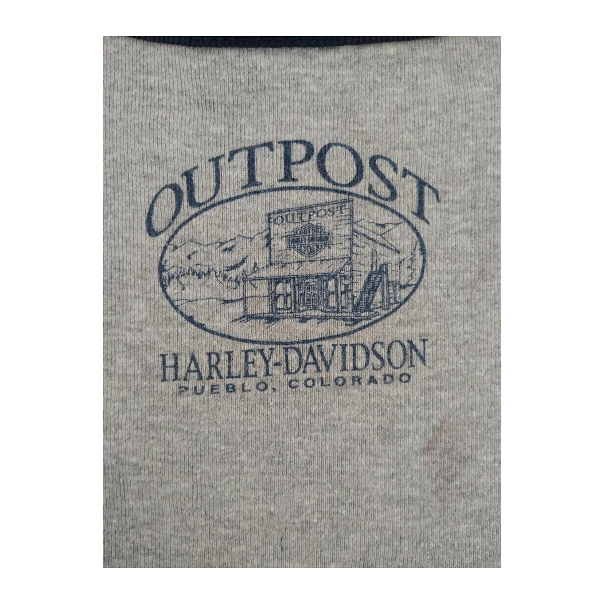 1693 Harley Davidson Women's Y2K Cybersigil Logo Short Sleeve Baseball T Shirt Grey XL