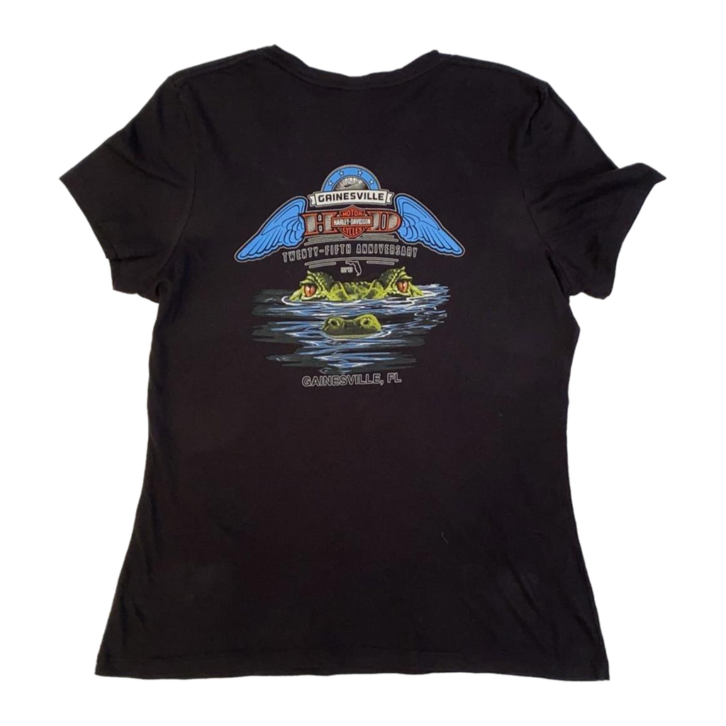 1686 Harley Davidson Women's American Flag Skull Short Sleeve T Shirt Black XL