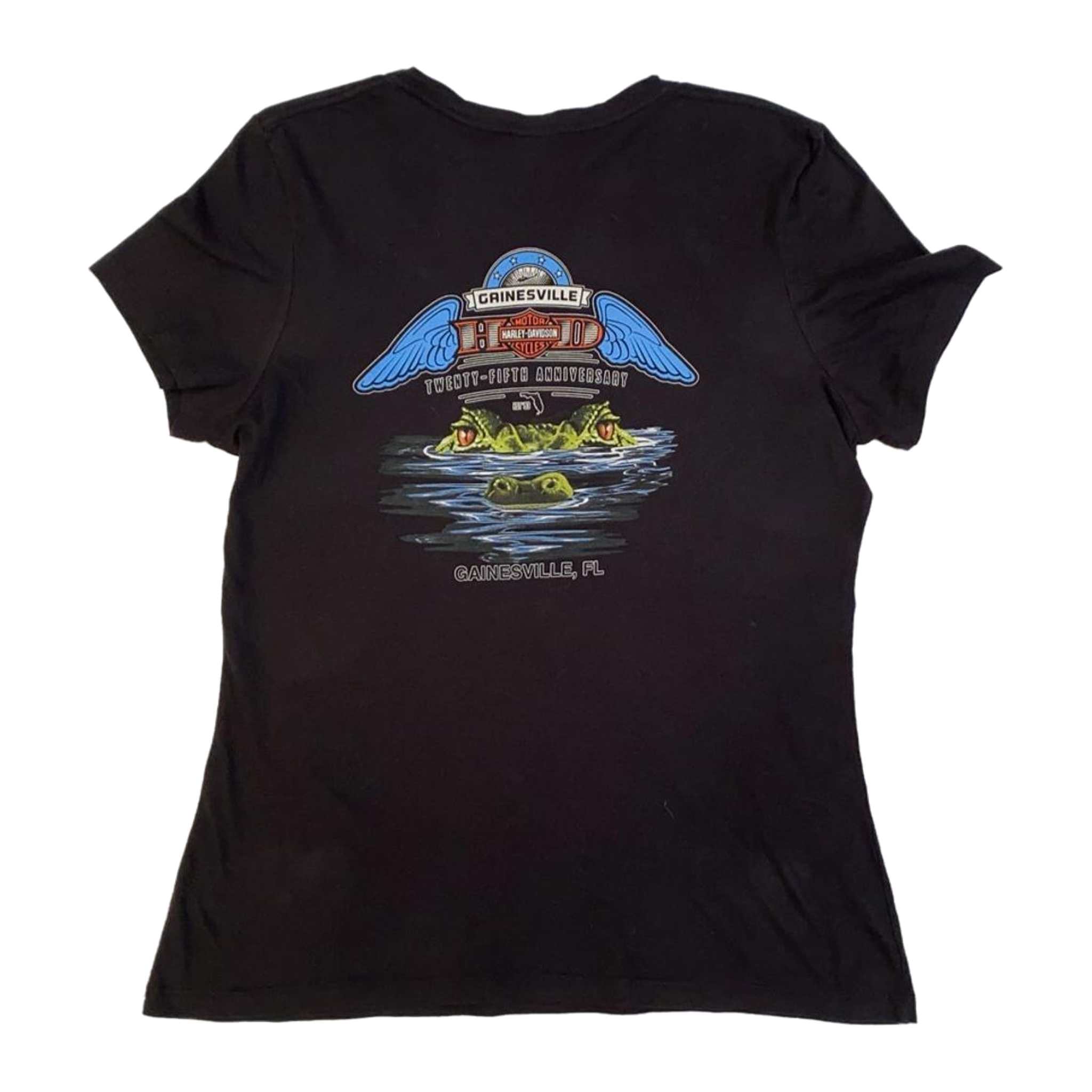 1686 Harley Davidson Women's American Flag Skull Short Sleeve T Shirt Black XL